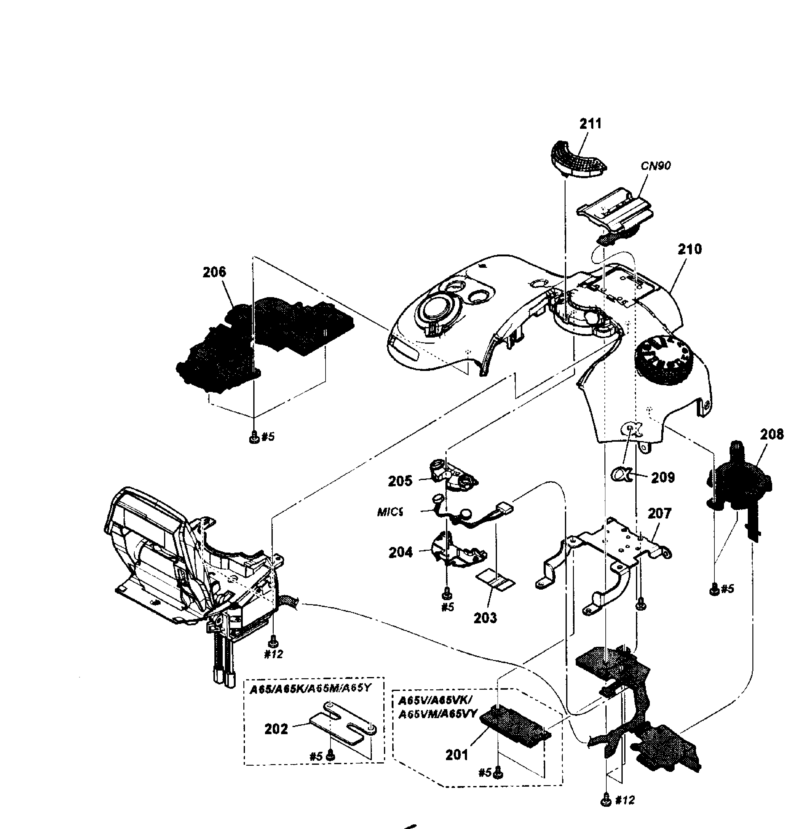 Sony SLT-A65VM top cover diagram