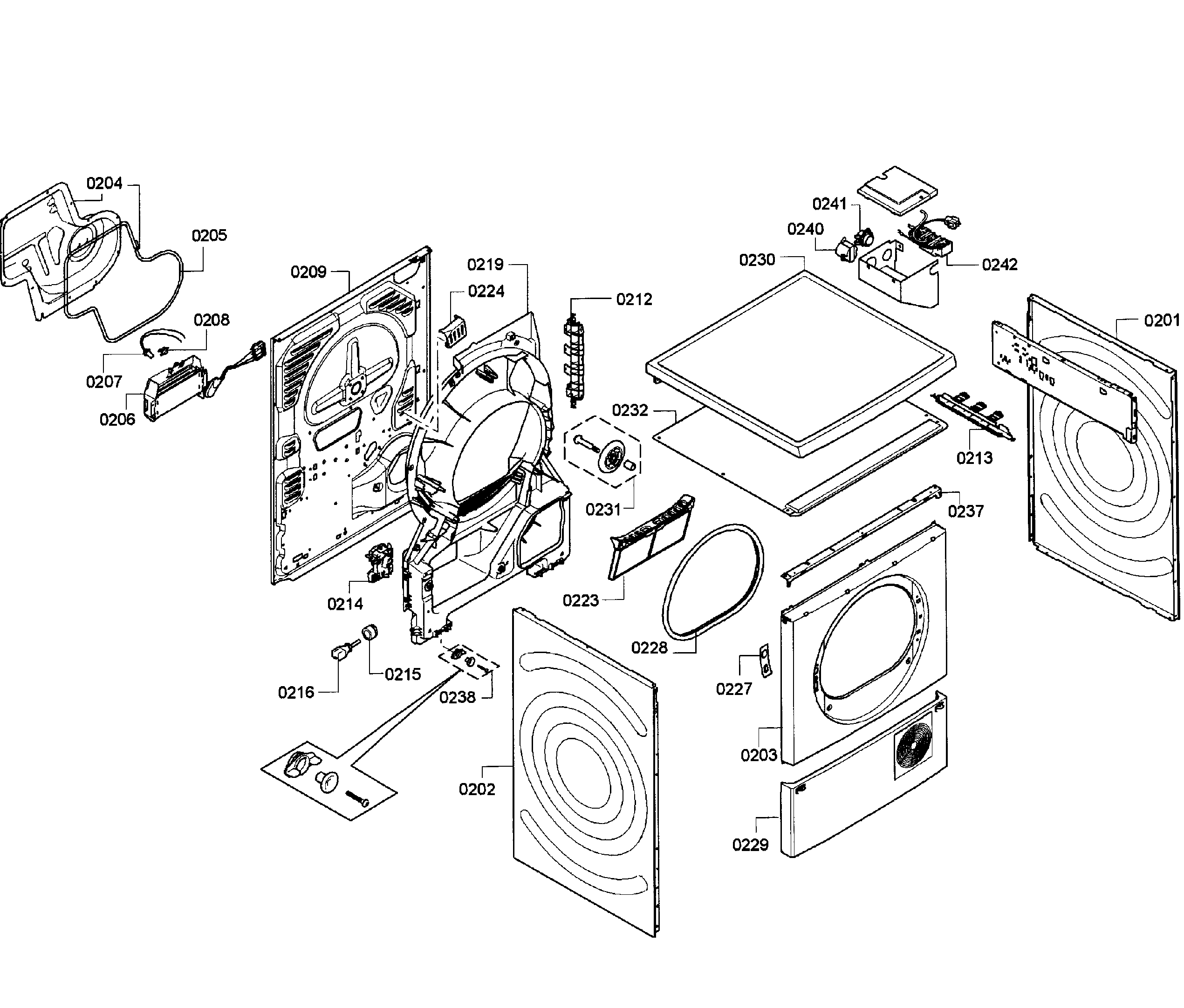 Bosch WTC82100US/09 cabinet assy diagram