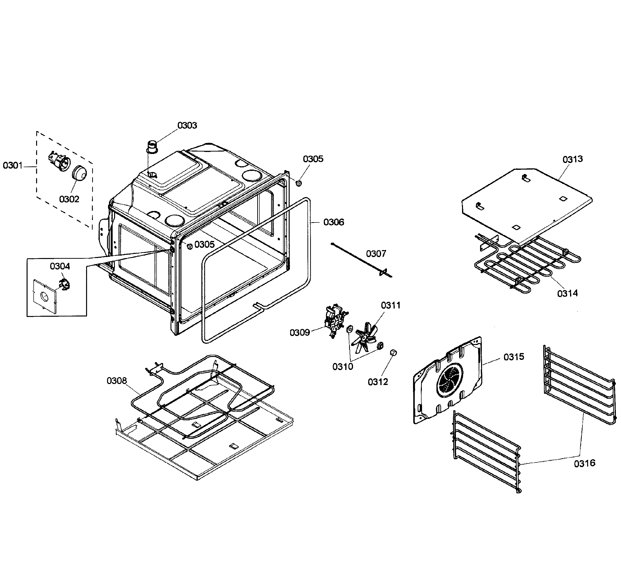 Bosch HBL3460UC/02 oven assy diagram