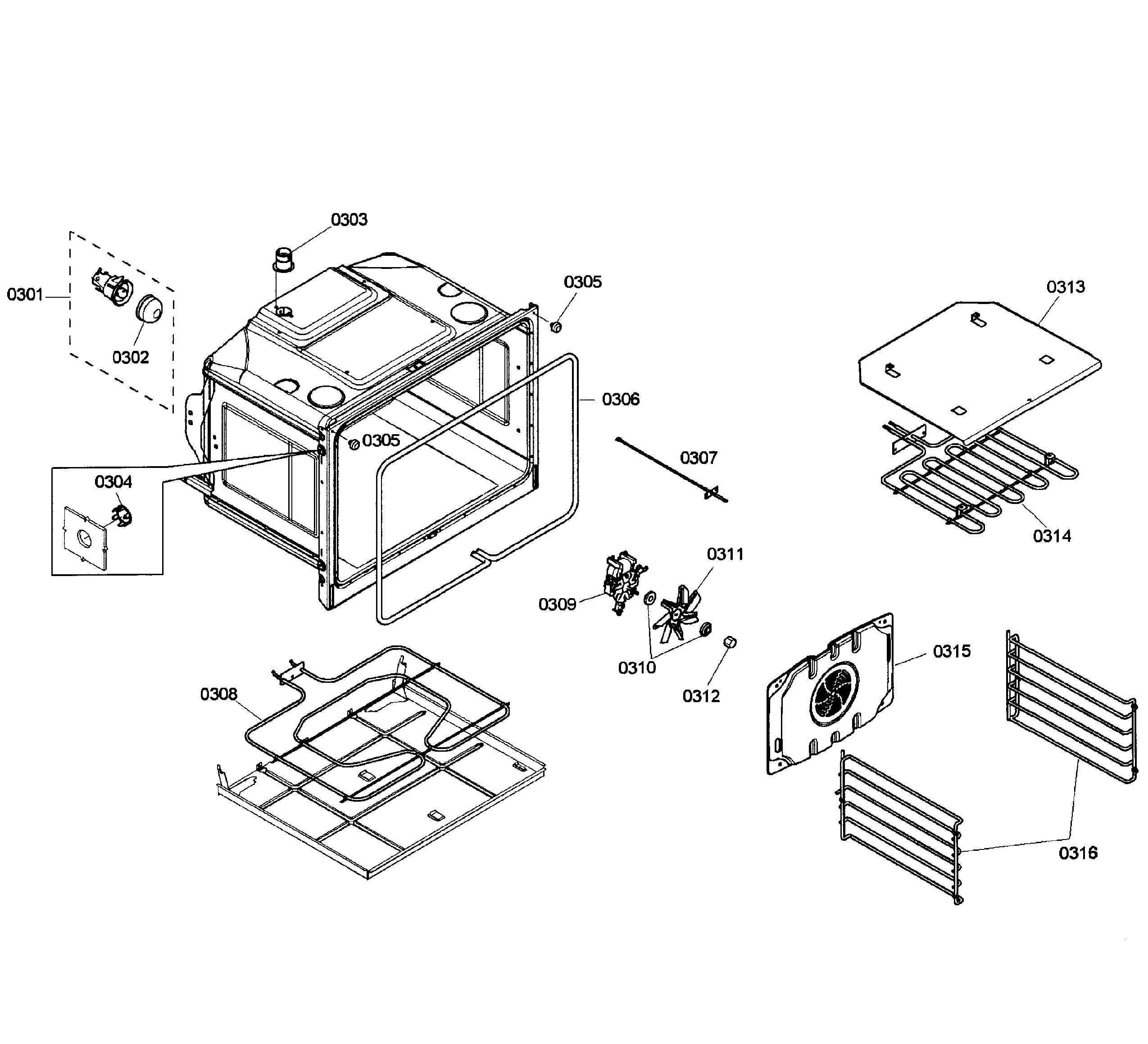 Bosch HBL3460UC/03 oven assy diagram