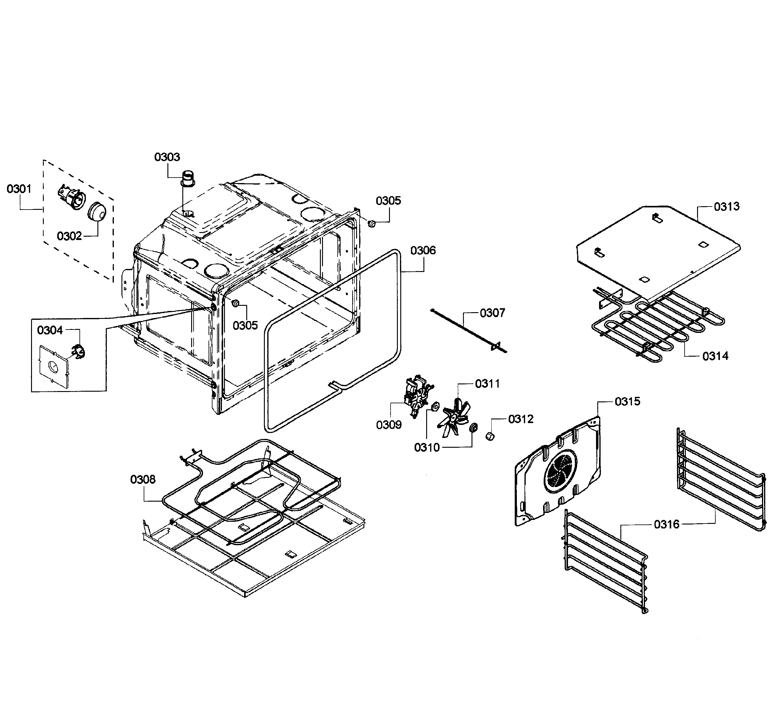 Bosch HBL3460UC/04 oven assy diagram