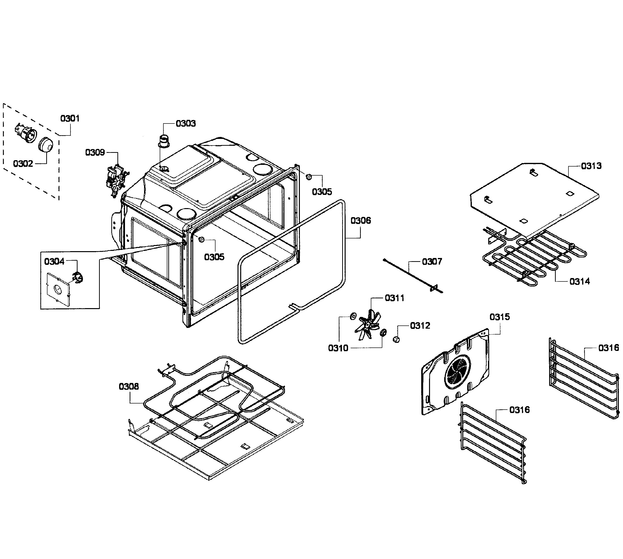 Bosch HBL3460UC/05 oven assy diagram