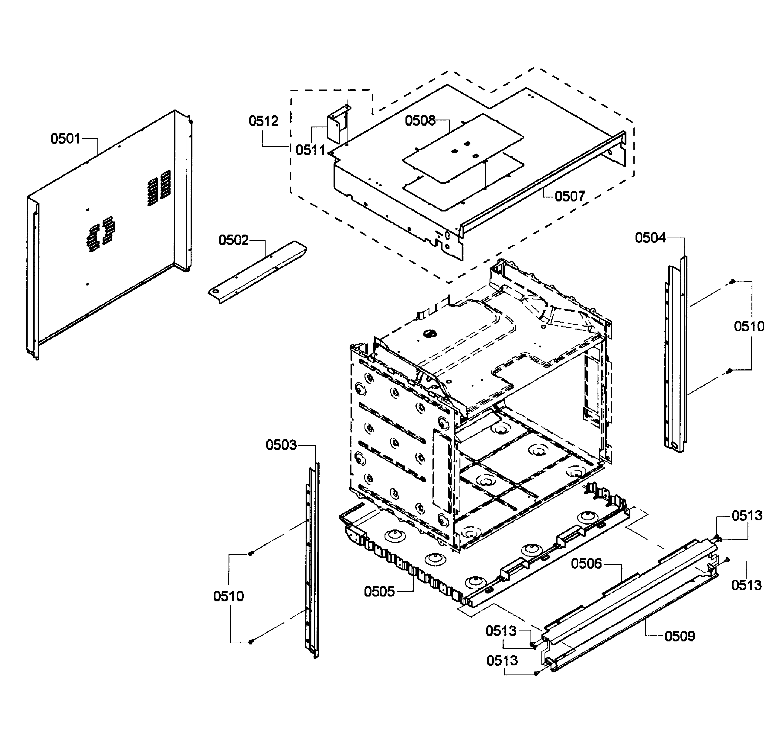 Bosch HBL5450UC/08 cabinet assy diagram