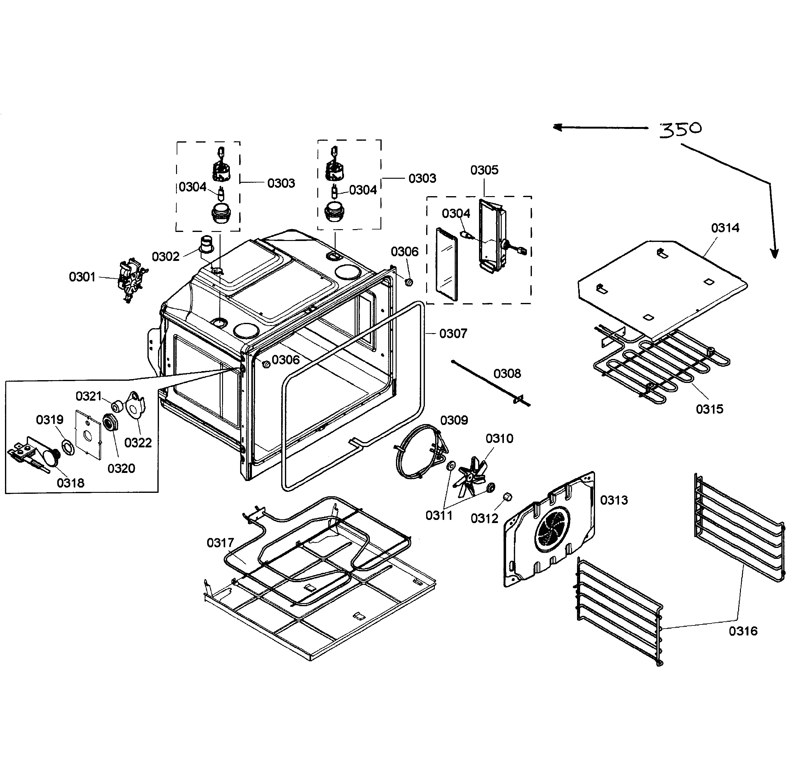 Bosch HBL8650UC/03 upper oven assy diagram