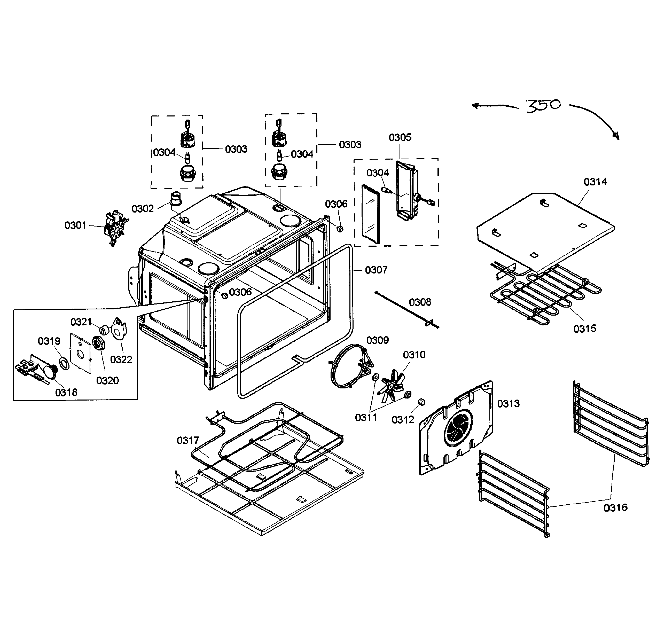 Bosch HBL8650UC/04 upper oven assy diagram