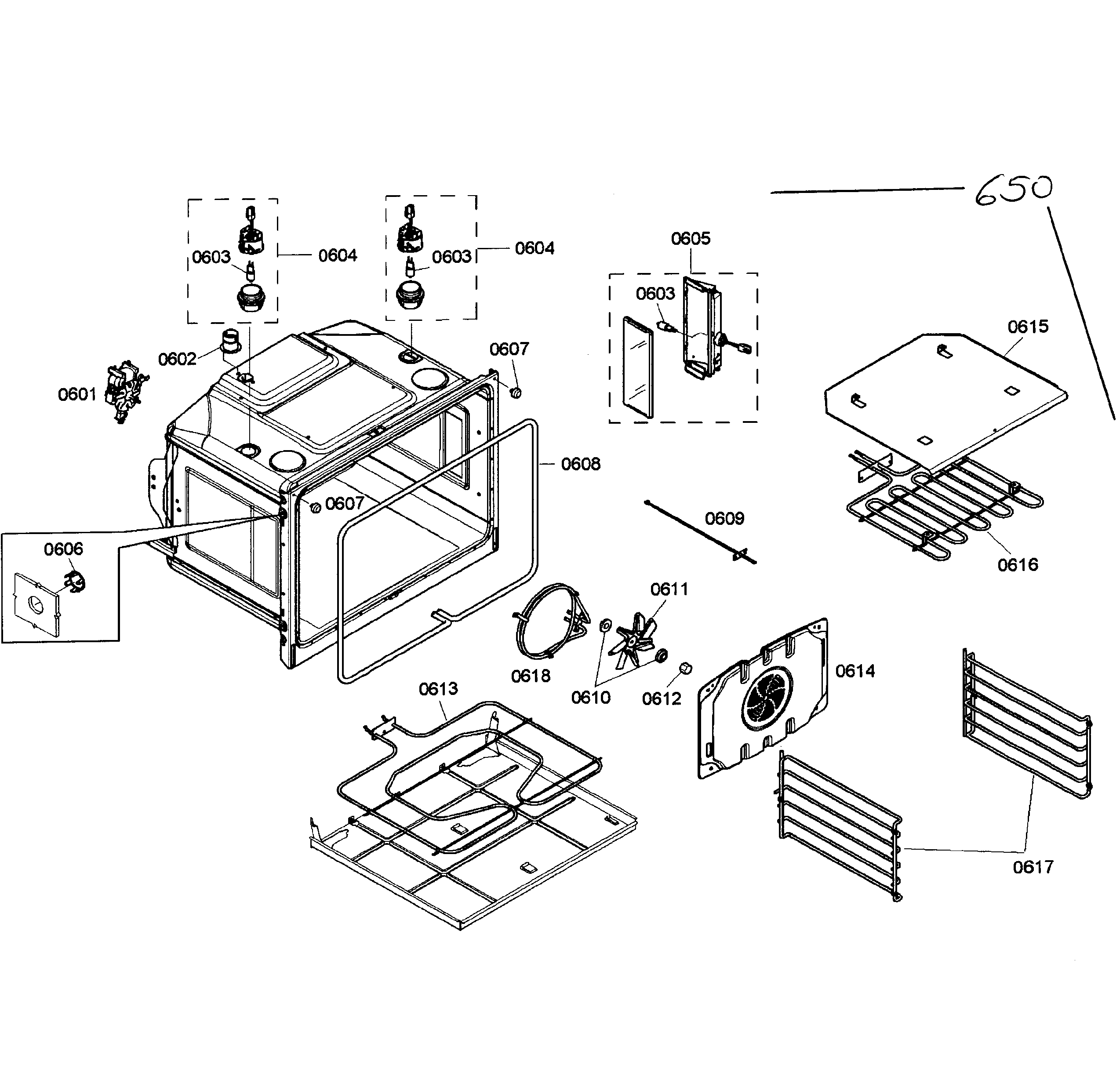 Bosch HBL8650UC/04 lower oven assy diagram