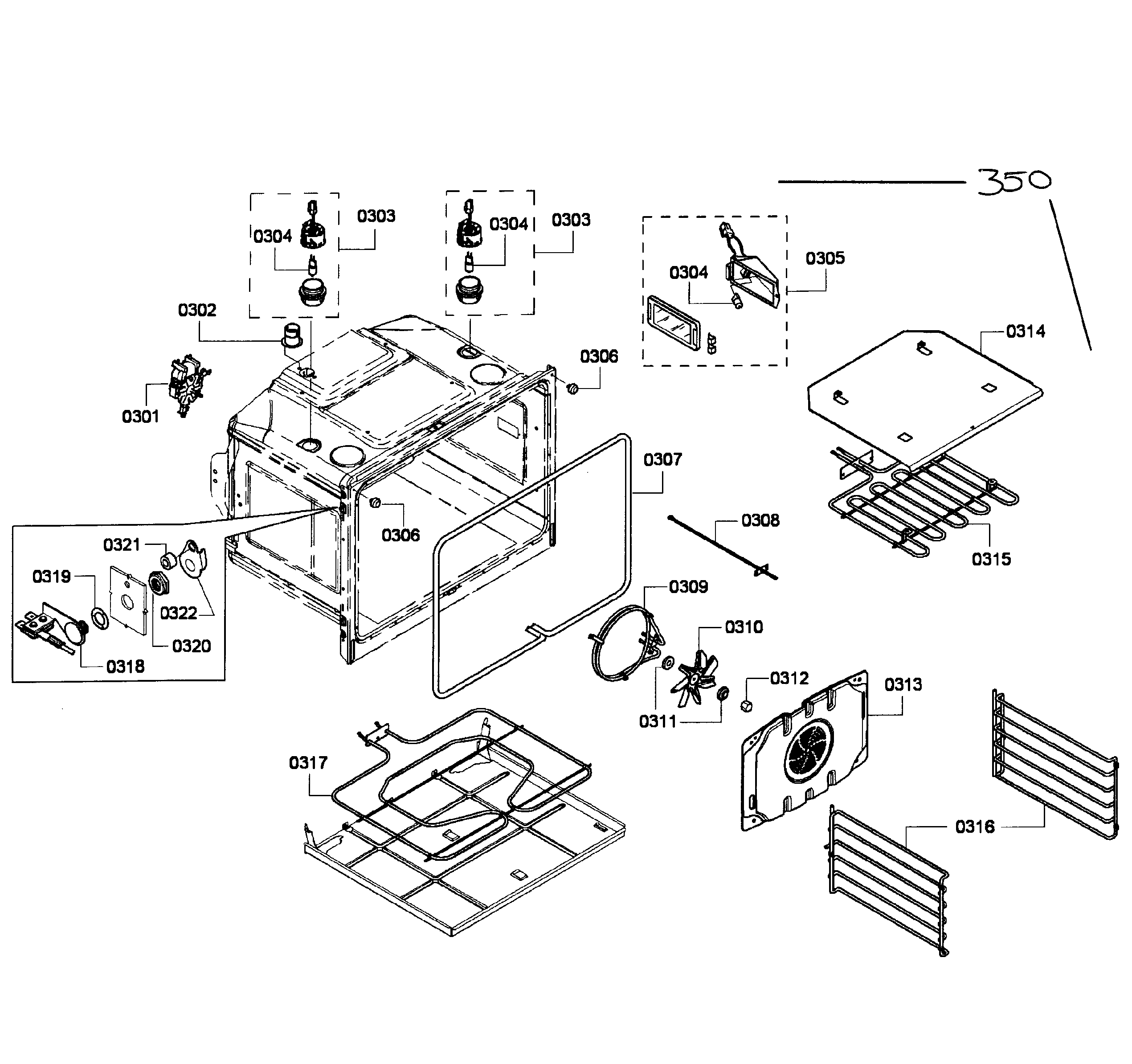 Bosch HBL8650UC/05 upper oven assy diagram
