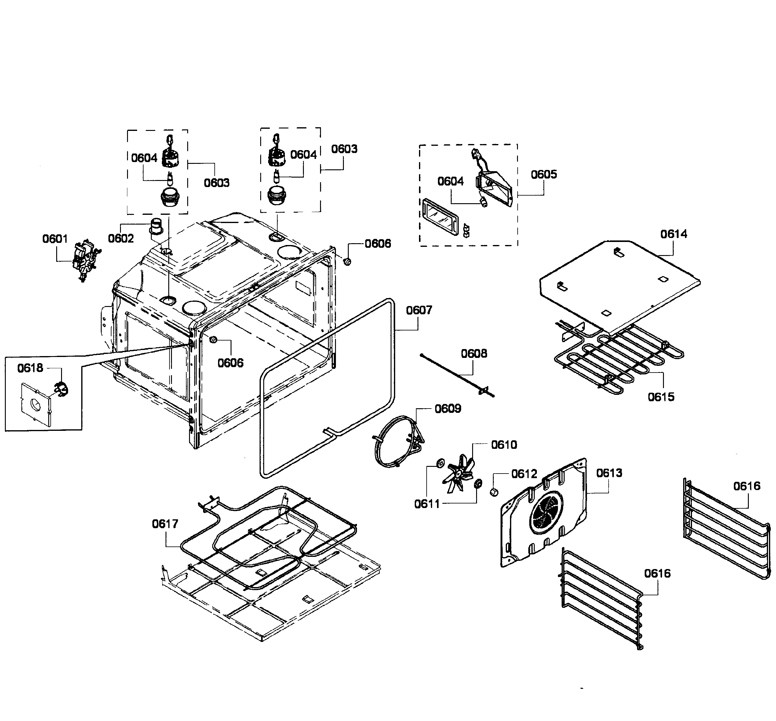 Bosch HBL8650UC/06 lower oven assy diagram
