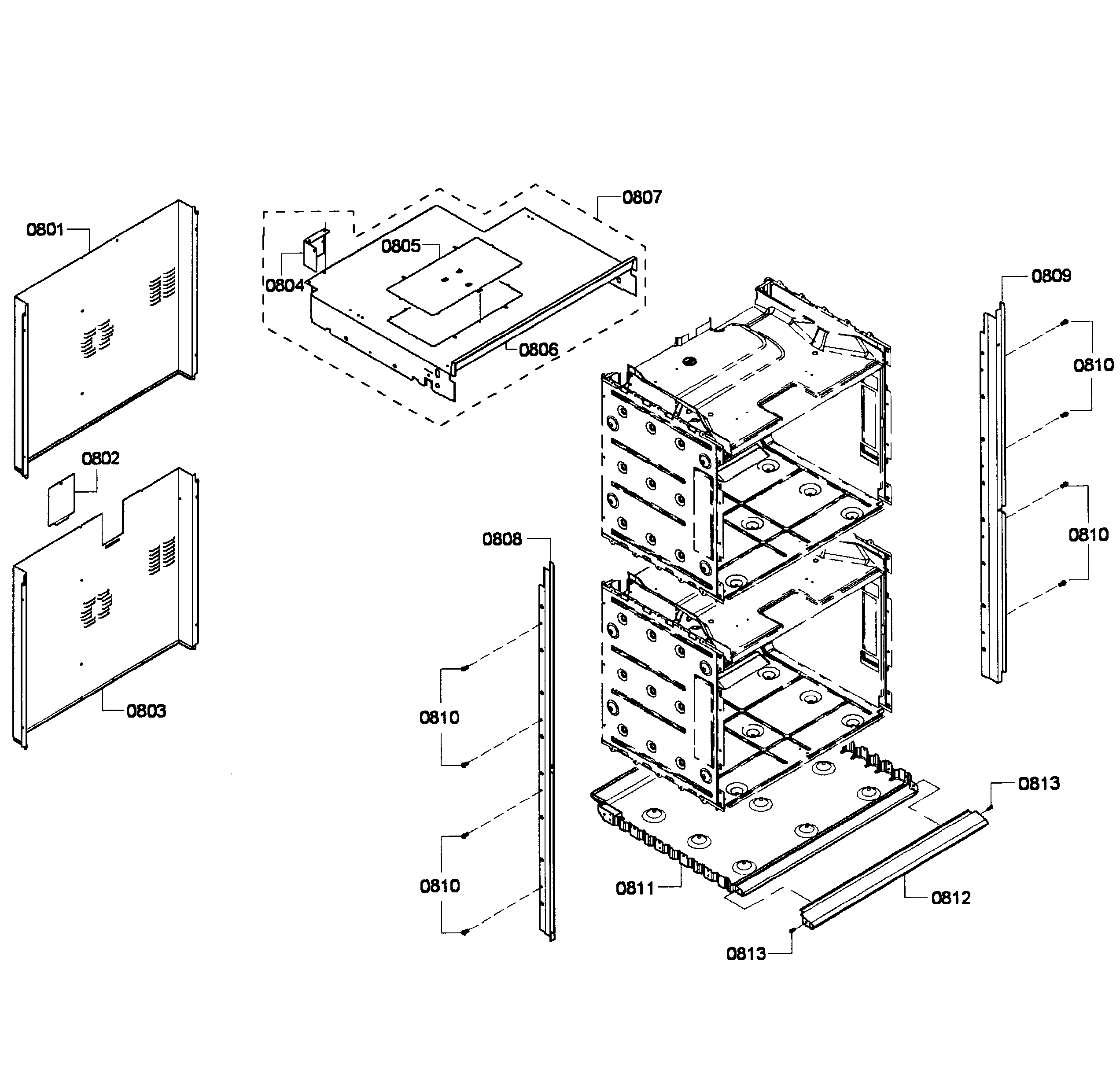Bosch HBL8650UC/07 cabinet assy diagram