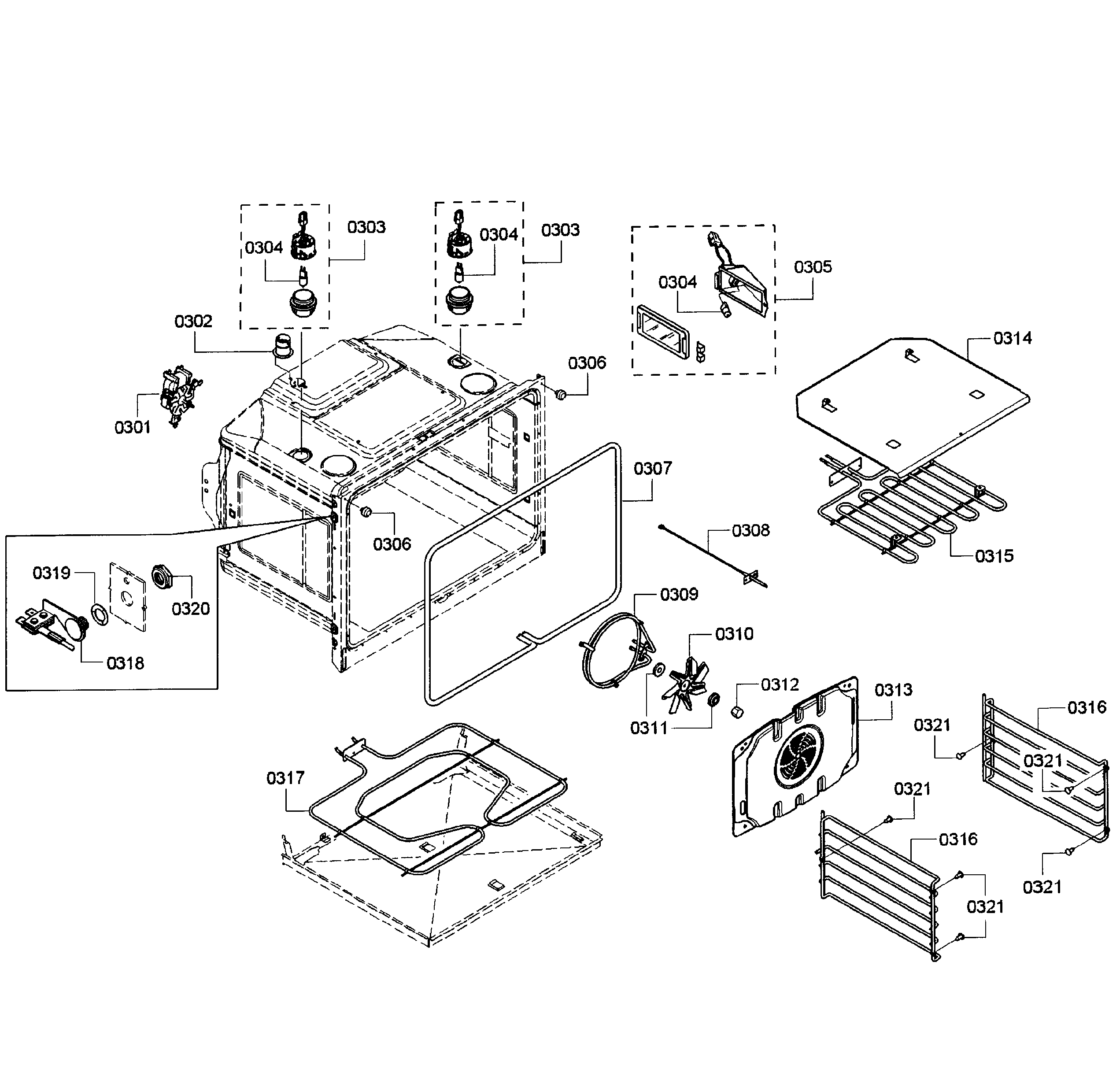 Bosch HBL8650UC/10 upper oven assy diagram