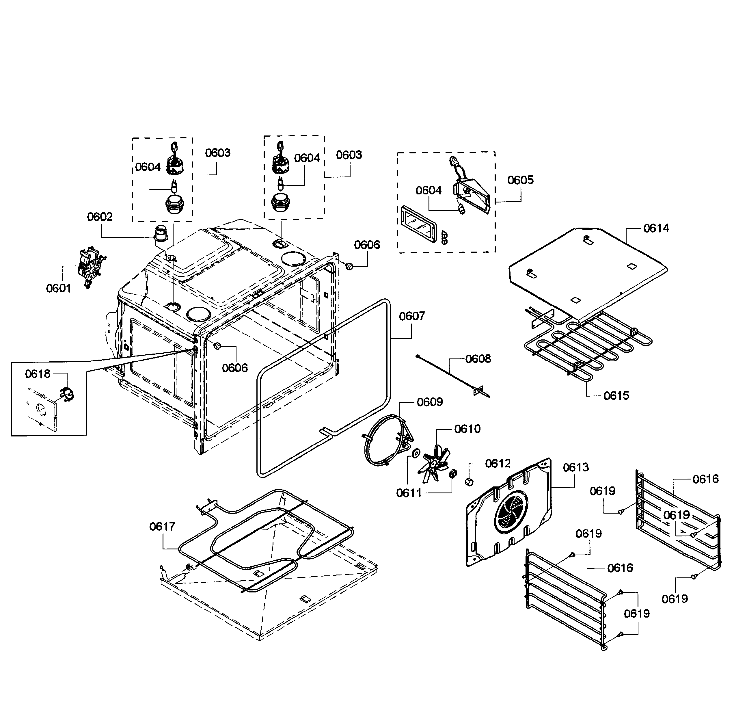 Bosch HBL8650UC/10 lower oven assy diagram
