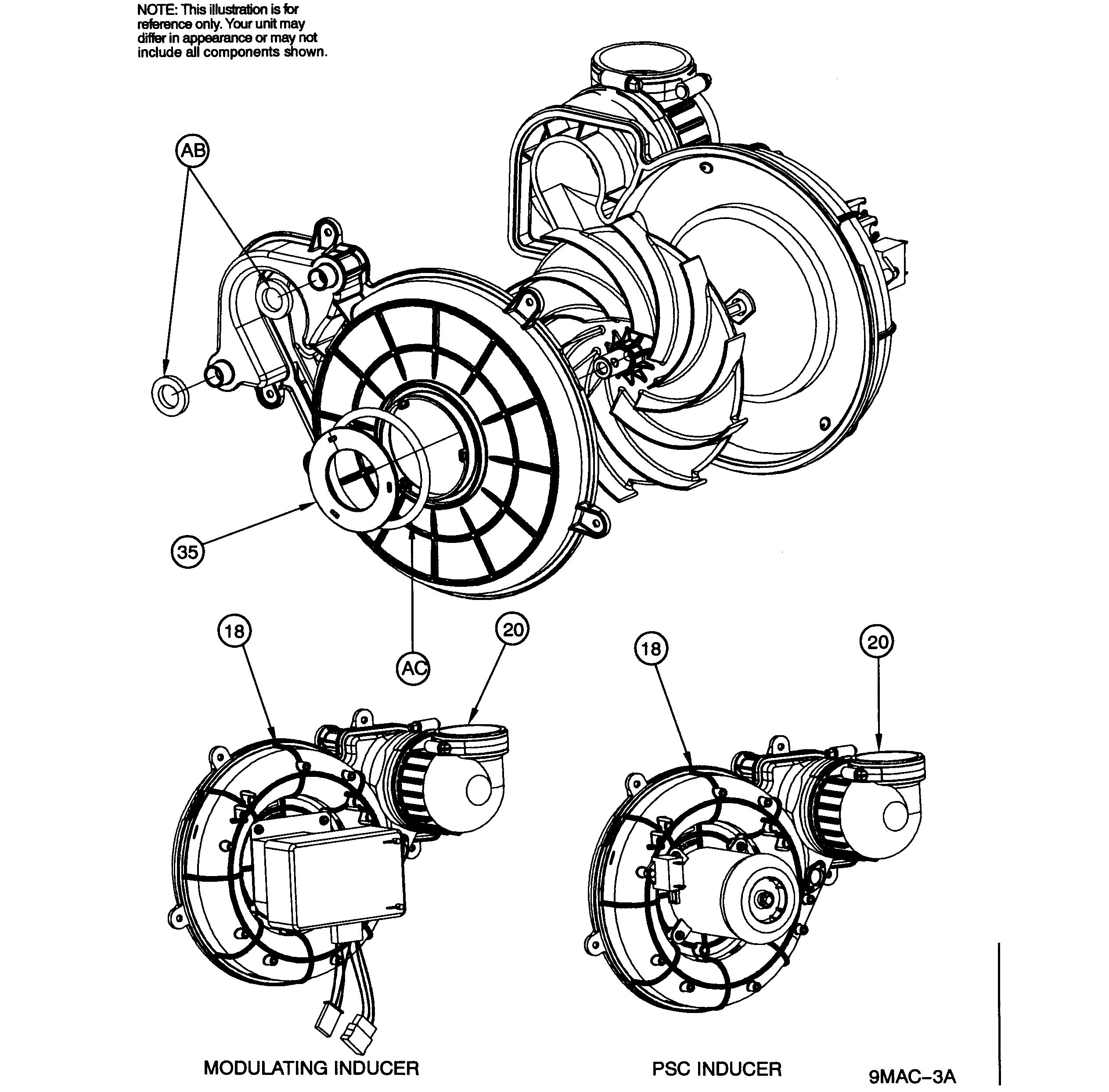 ICP F9MXE1002116A1 inducer assy diagram