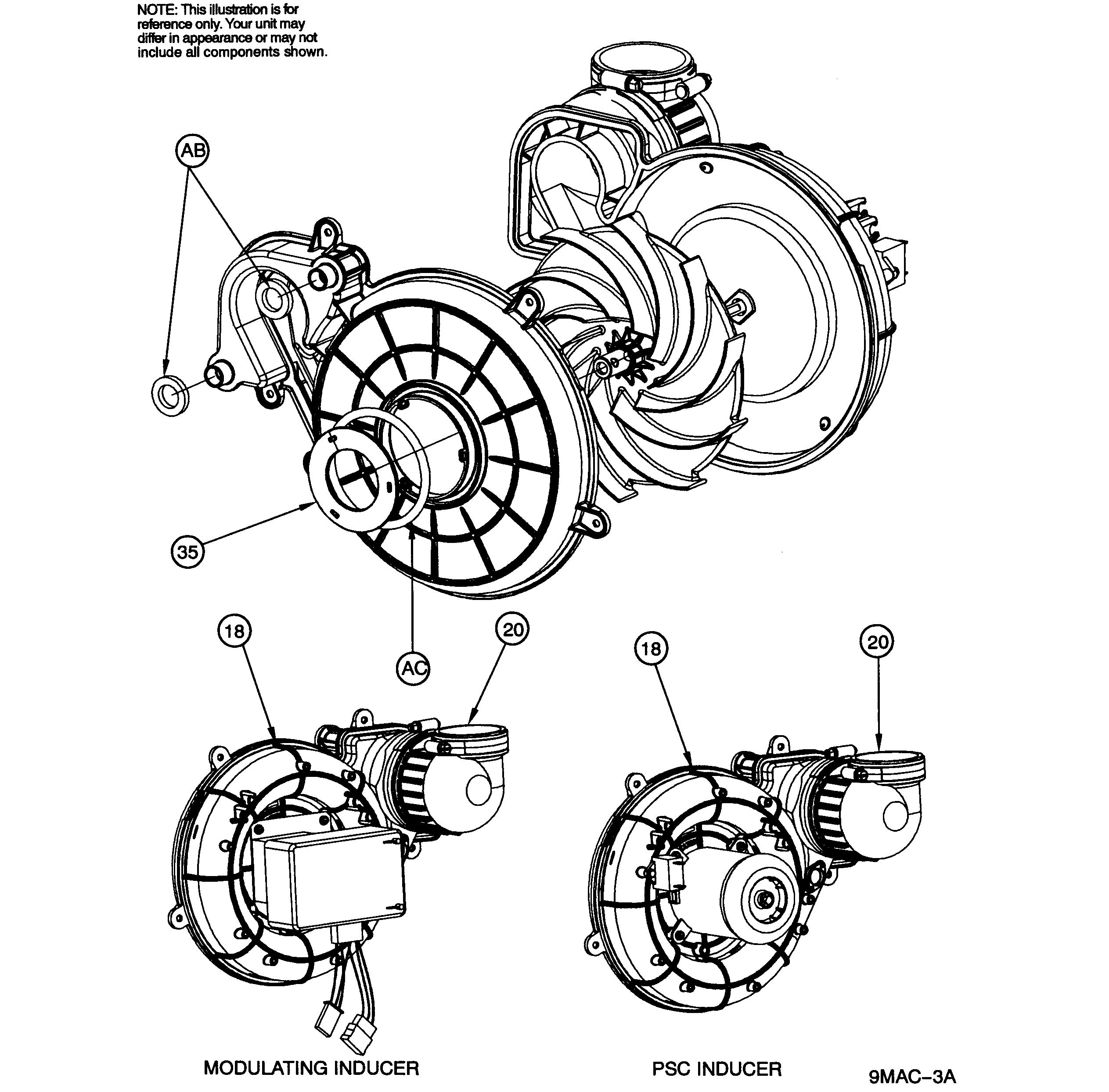 ICP G9MXE0801716A1 inducer assy diagram