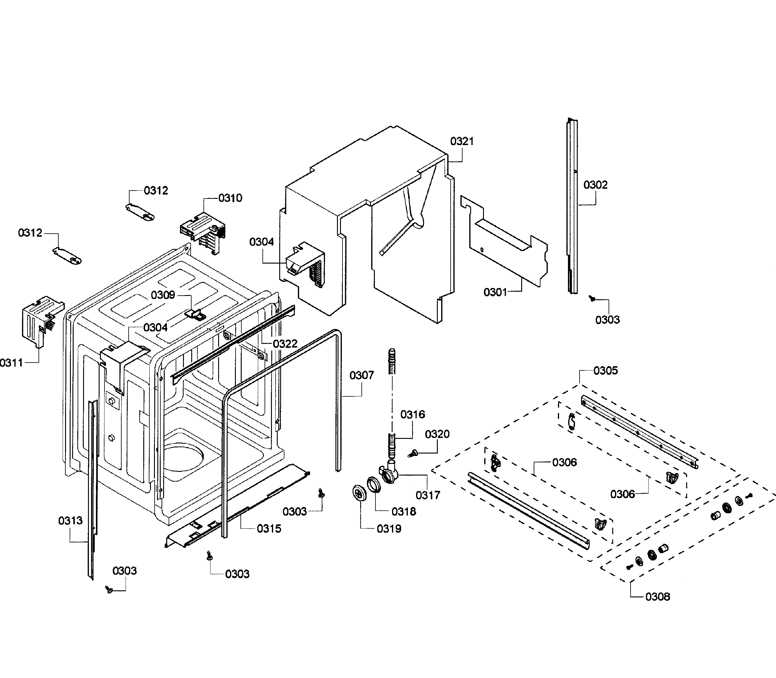 Bosch SHE43P12UC/61 cabinet diagram