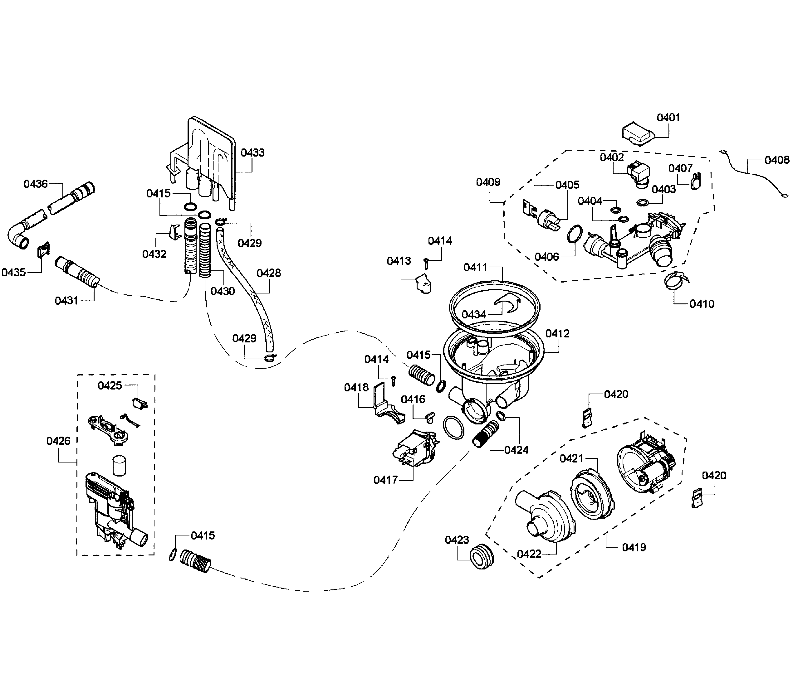Bosch SHE43P12UC/61 pump assy diagram