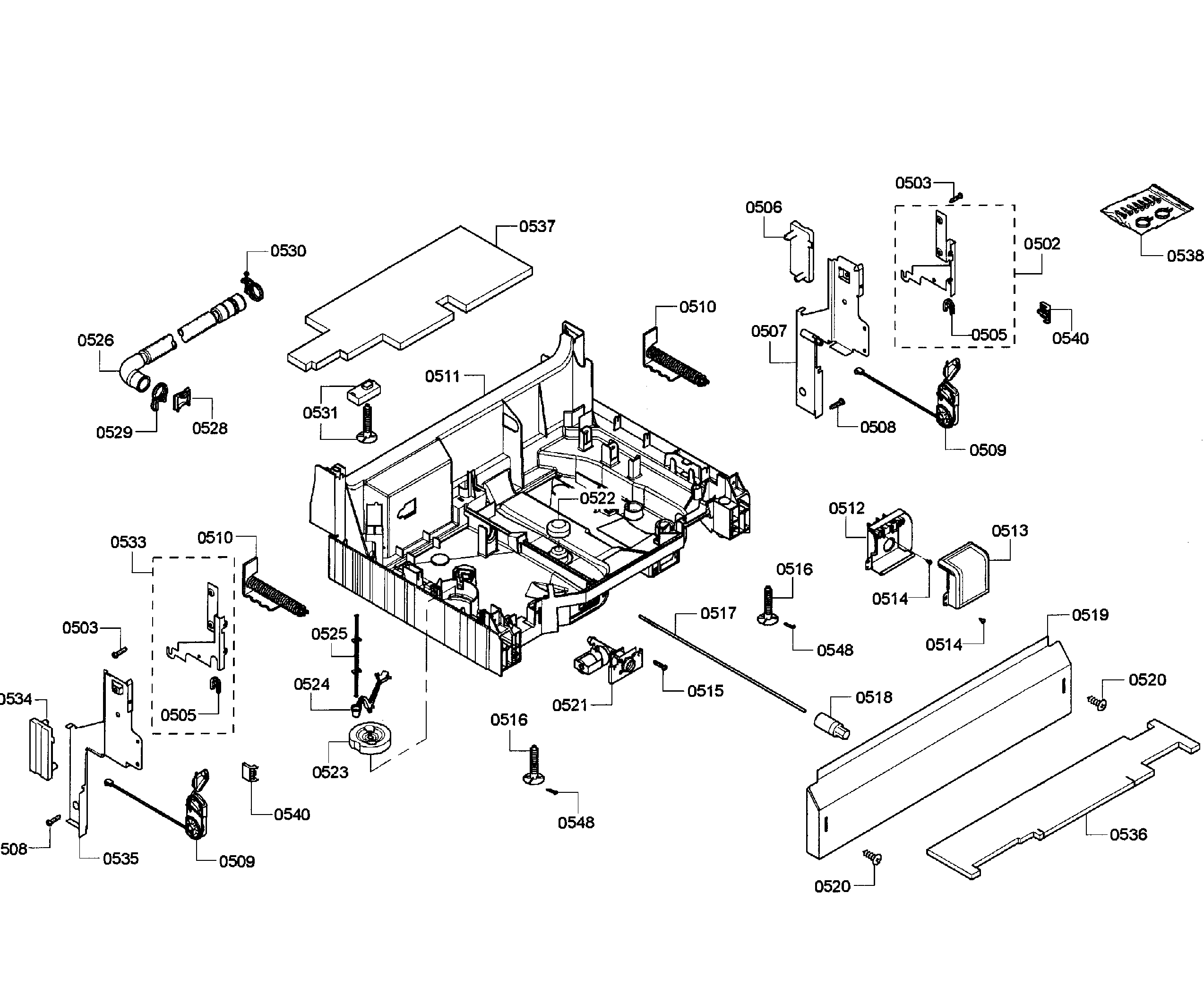 Bosch SHE43P12UC/61 base assy diagram
