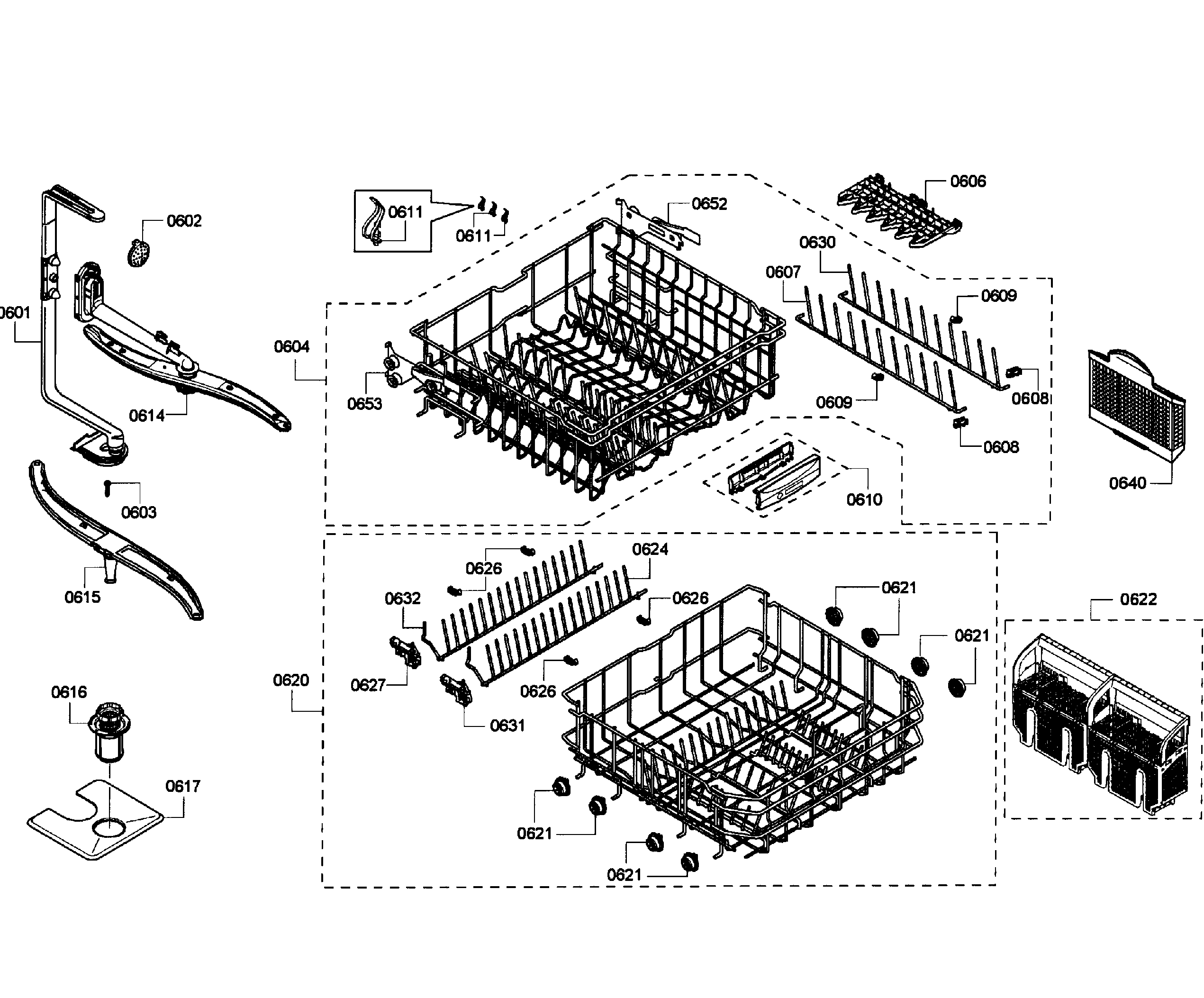 Bosch SHE55P05UC/59 baskets diagram