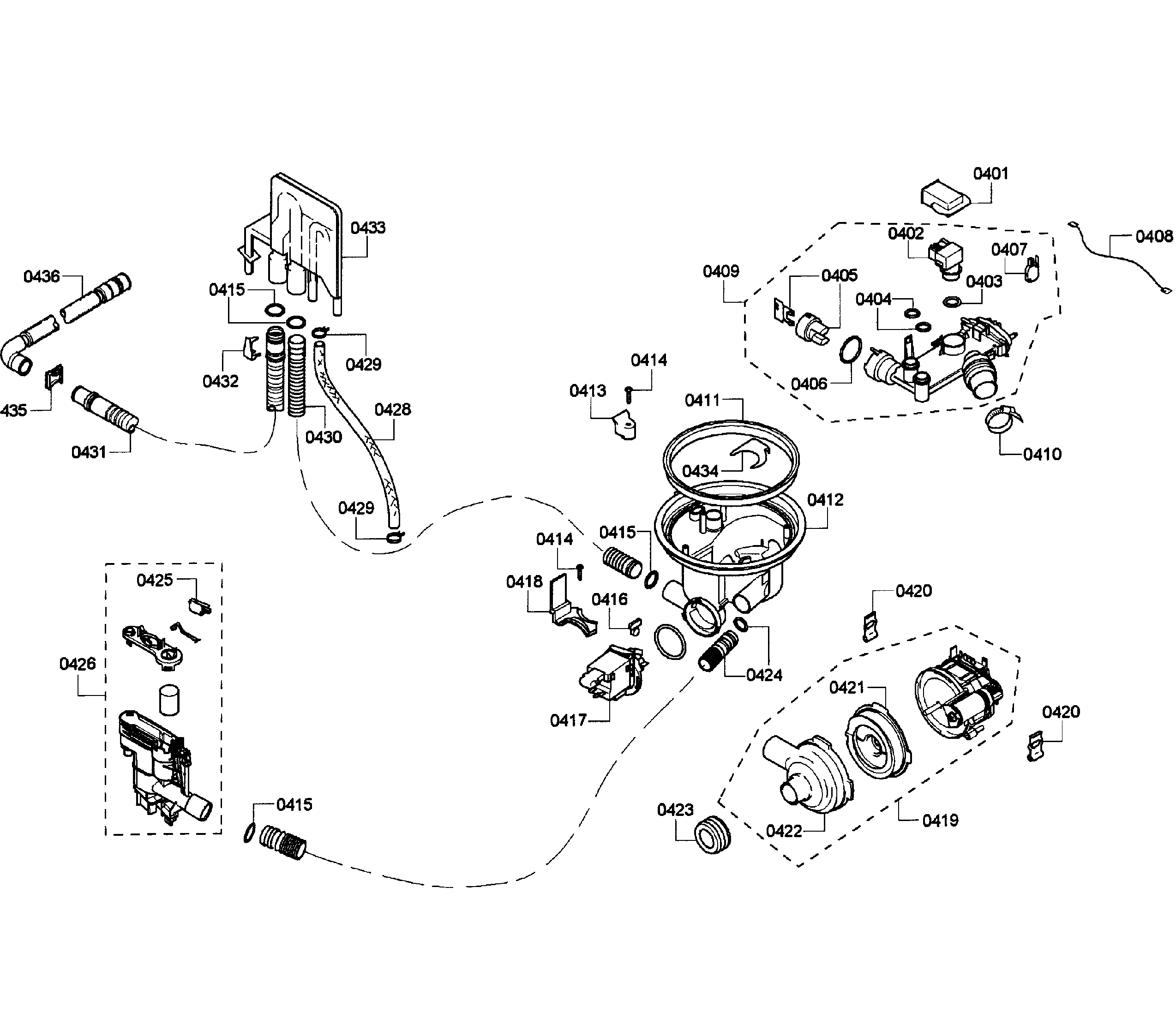 Bosch SHE55P05UC/61 pump assy diagram