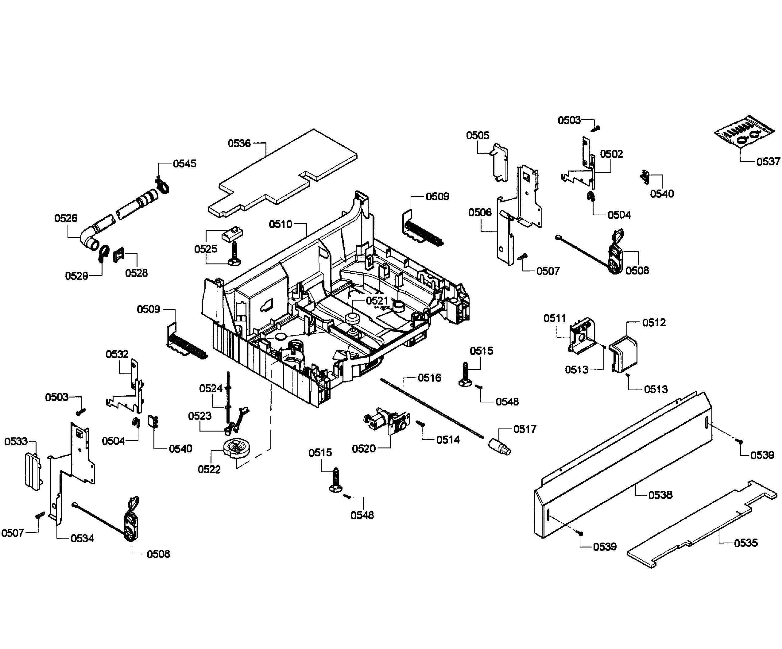 Bosch SHE55P05UC/61 base assy diagram