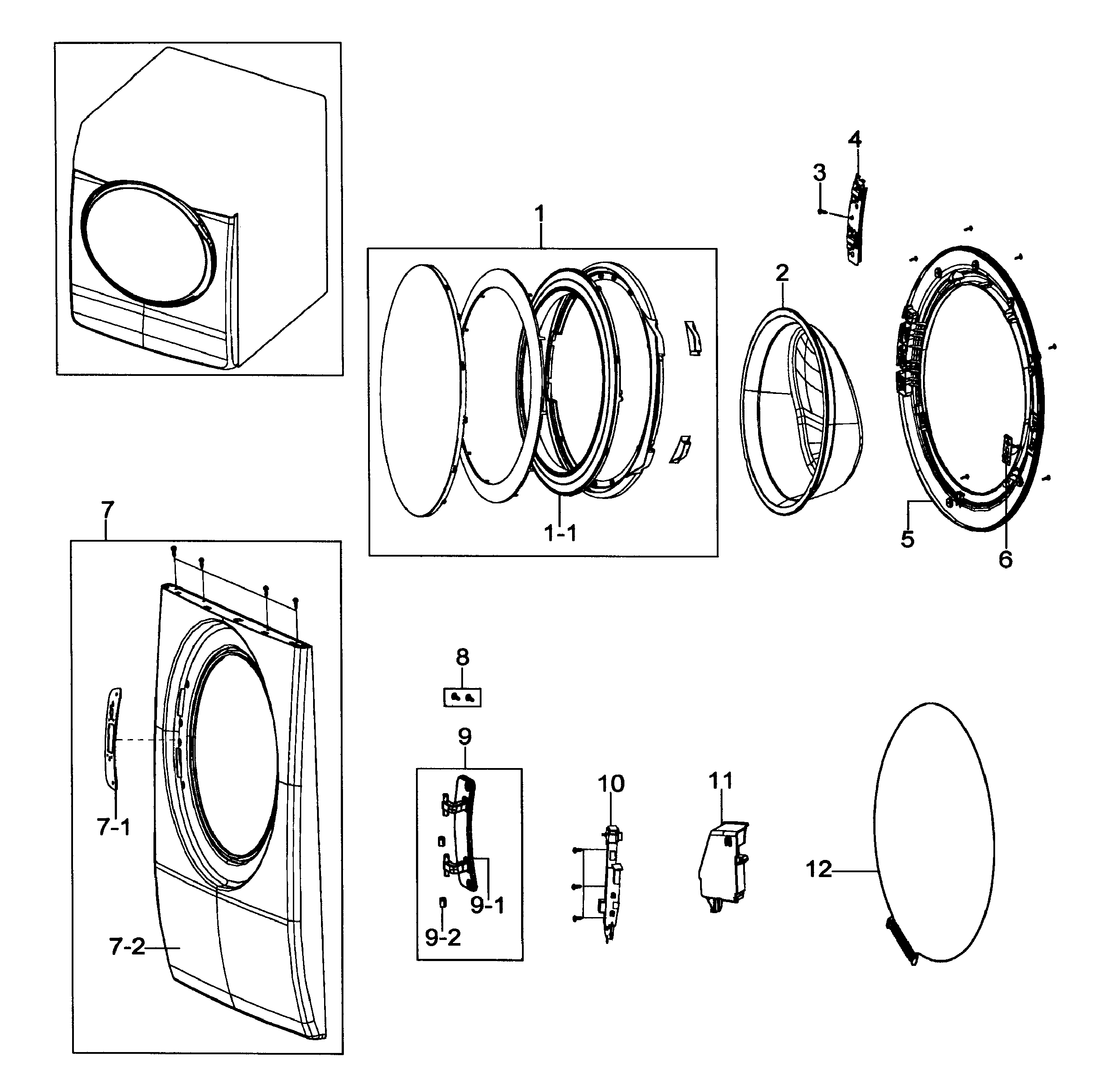 Samsung WF337AAR/XAA-00 front/door assy diagram