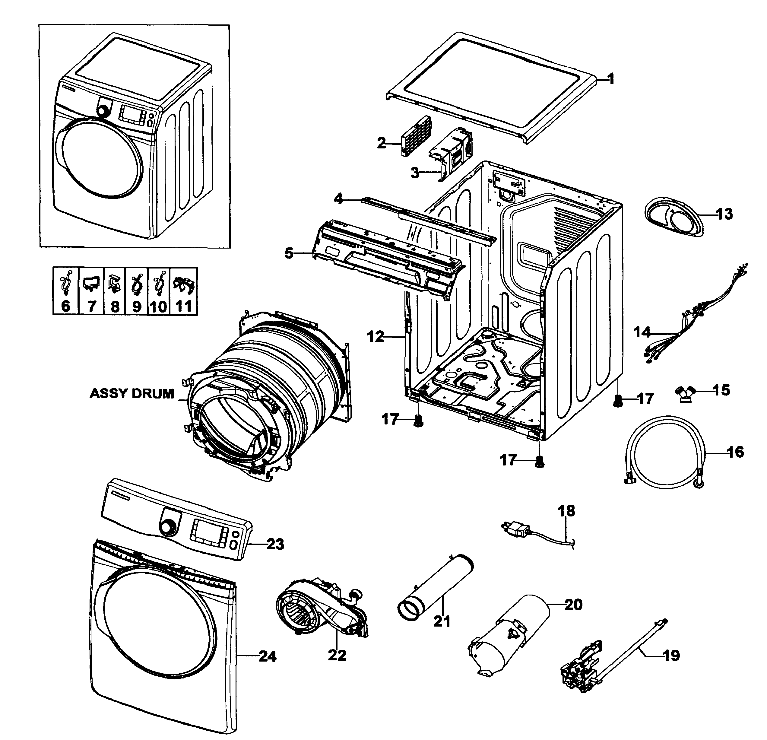 Samsung DV419AGU/XAA-01 main assy diagram