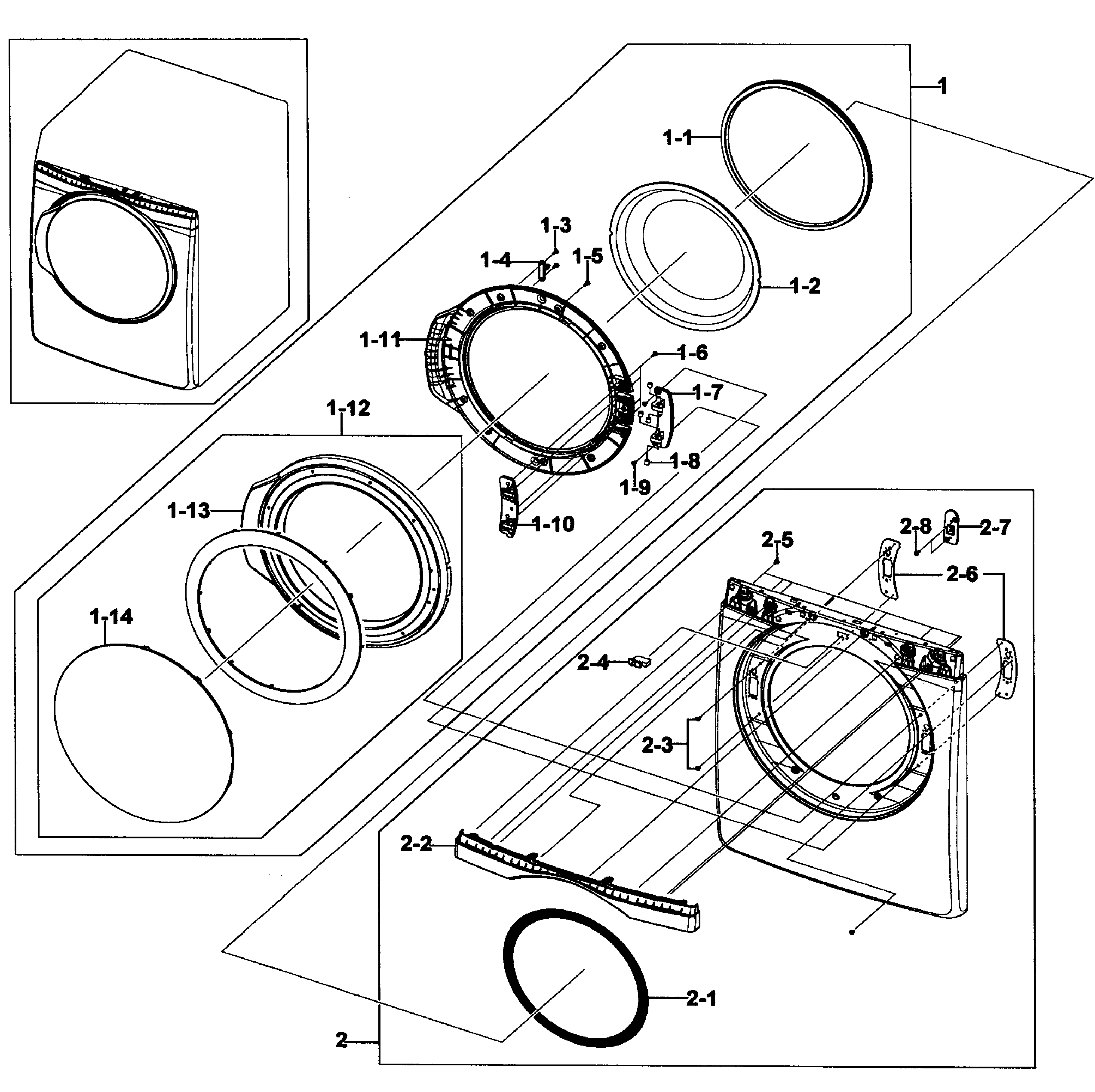 Samsung DV419AGU/XAA-01 front/door assy diagram