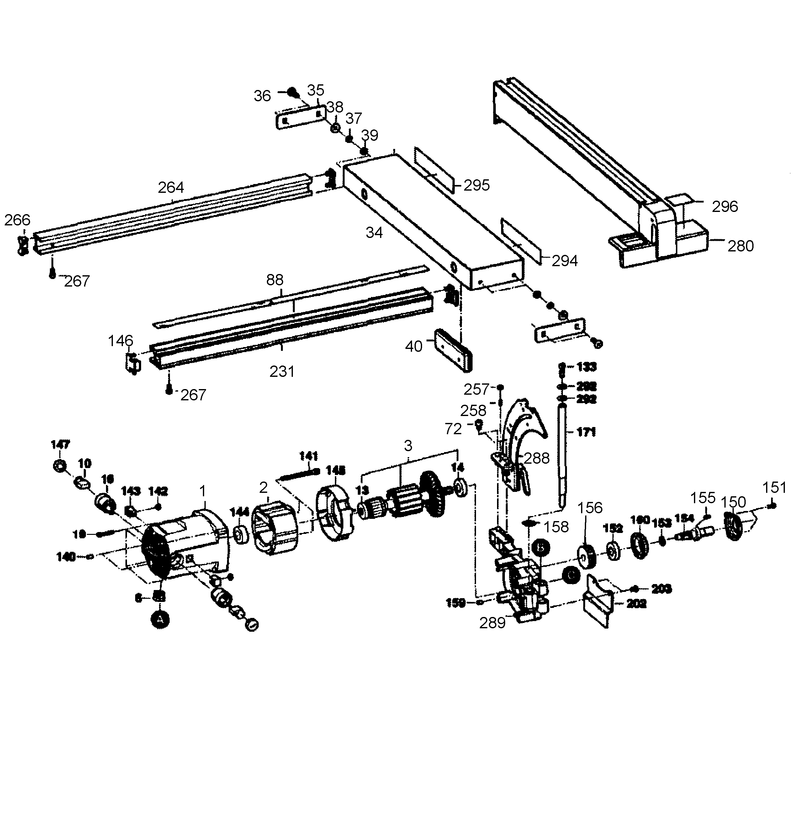 Bosch GTS1031 motor assy diagram