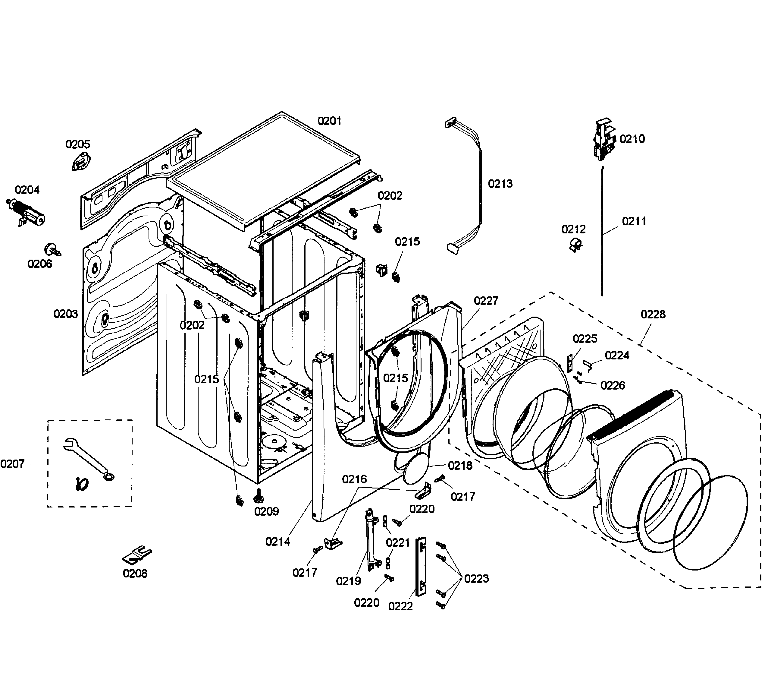 Bosch WFMC4300UC/01 cabinet assy diagram