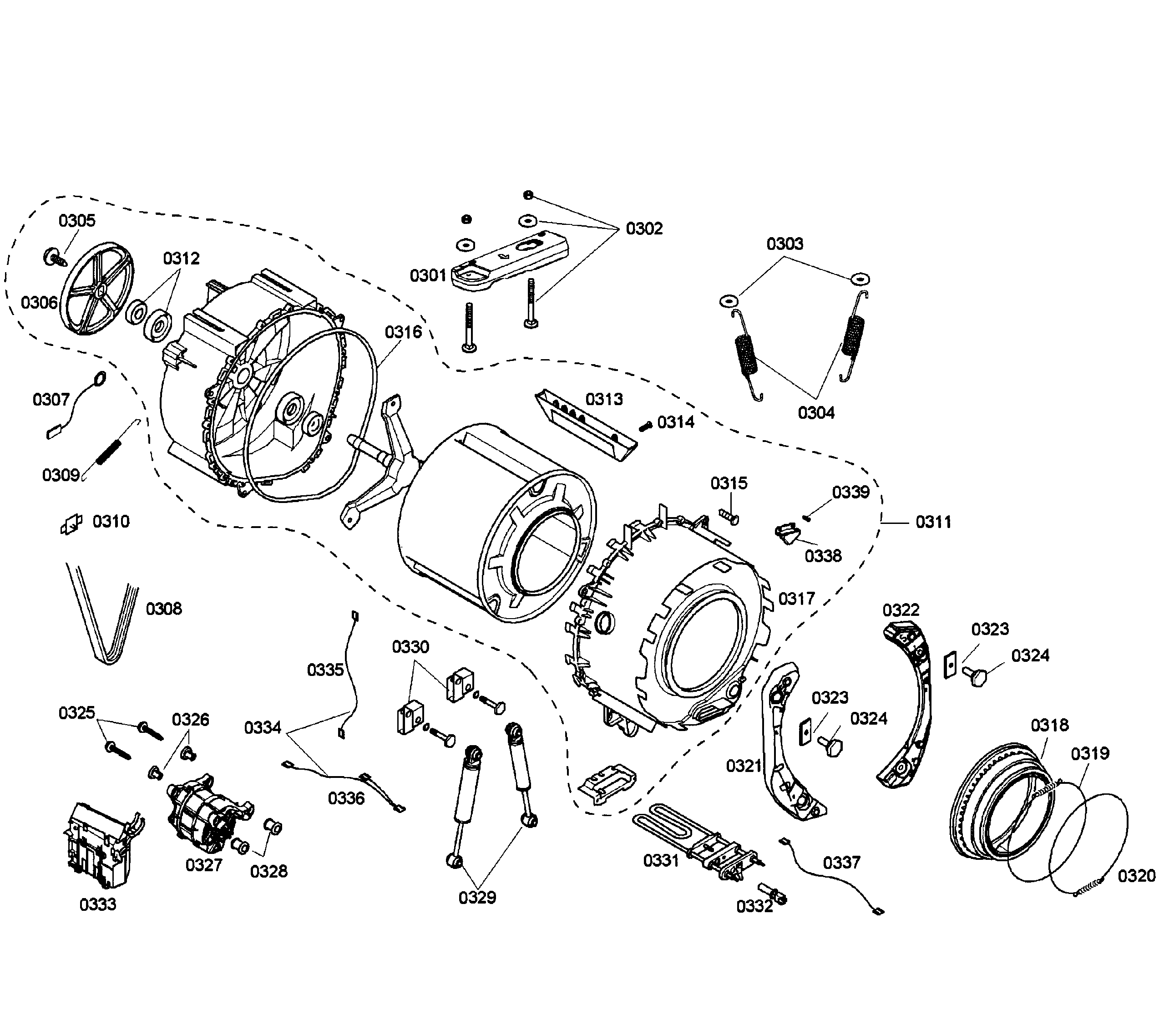 Bosch WFMC4300UC/01 drum assy diagram