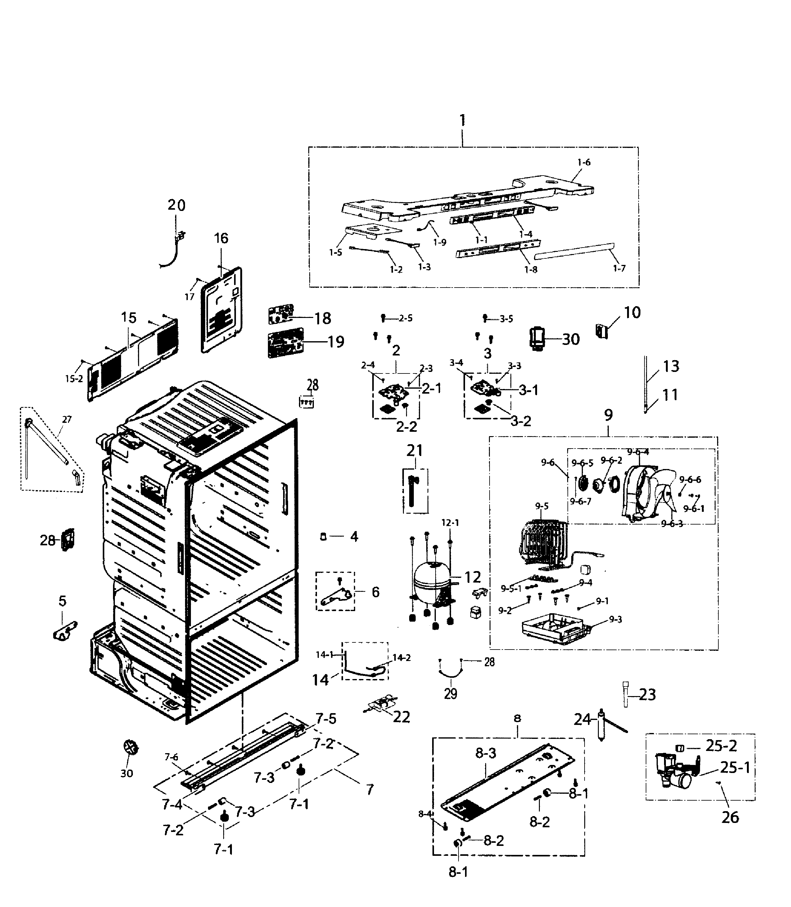 Samsung RF220NCTASP/AA-01 cabinet diagram