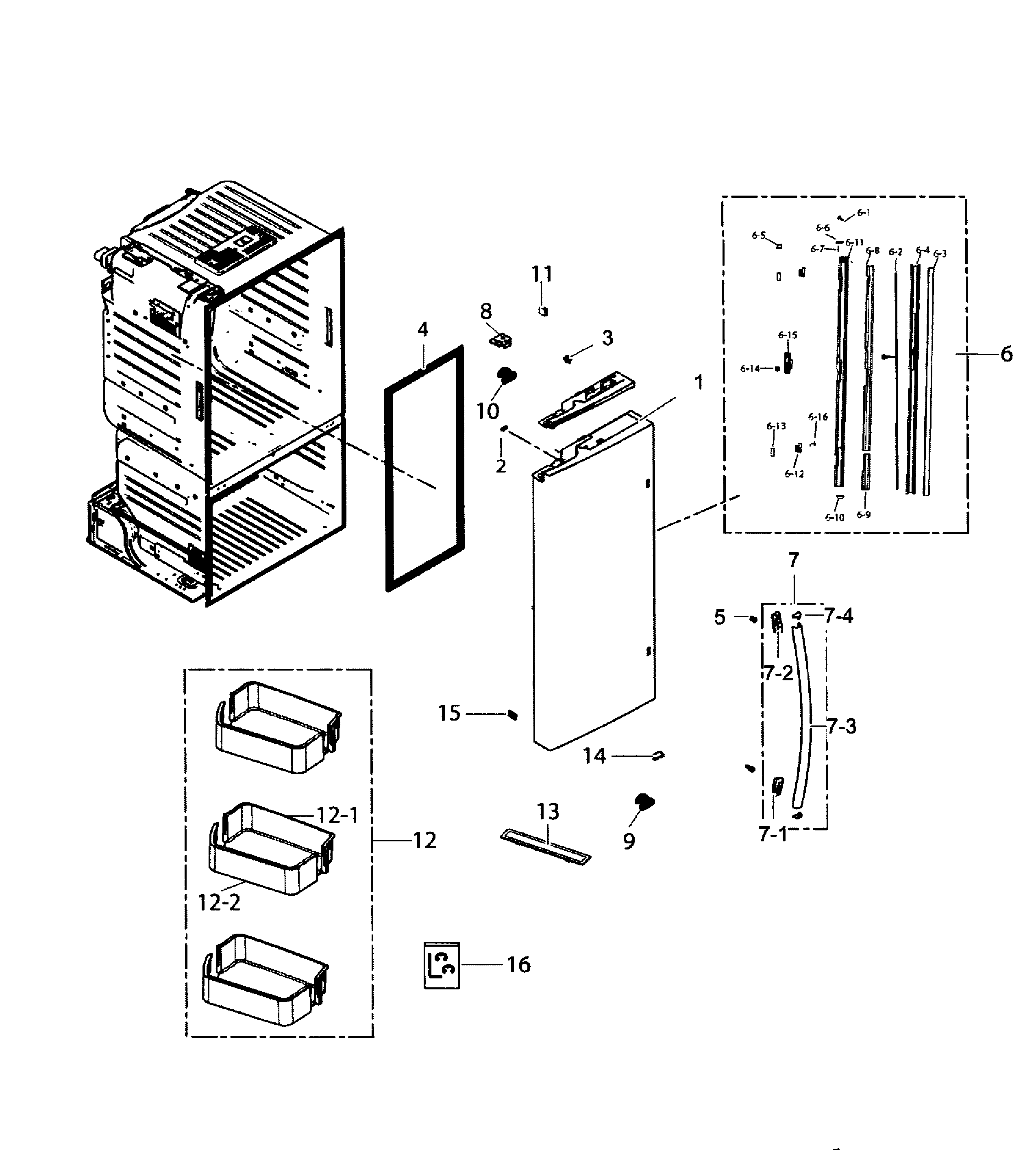Samsung RF220NCTASP/AA-01 left door diagram
