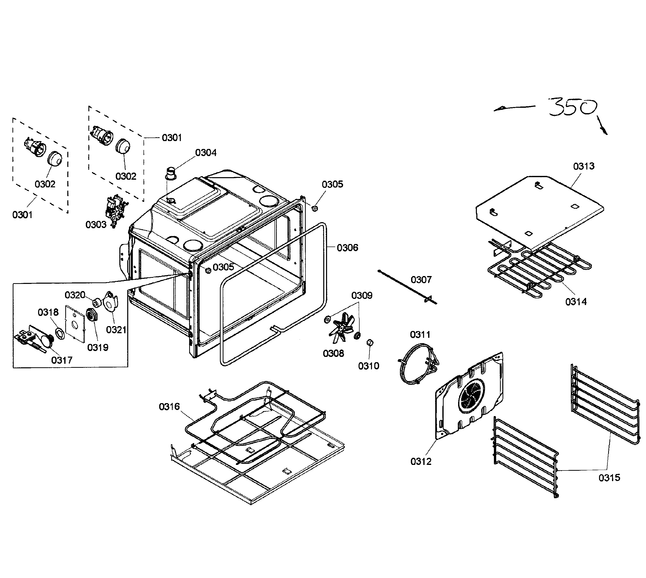 Bosch HBL5620UC/04 upper oven diagram
