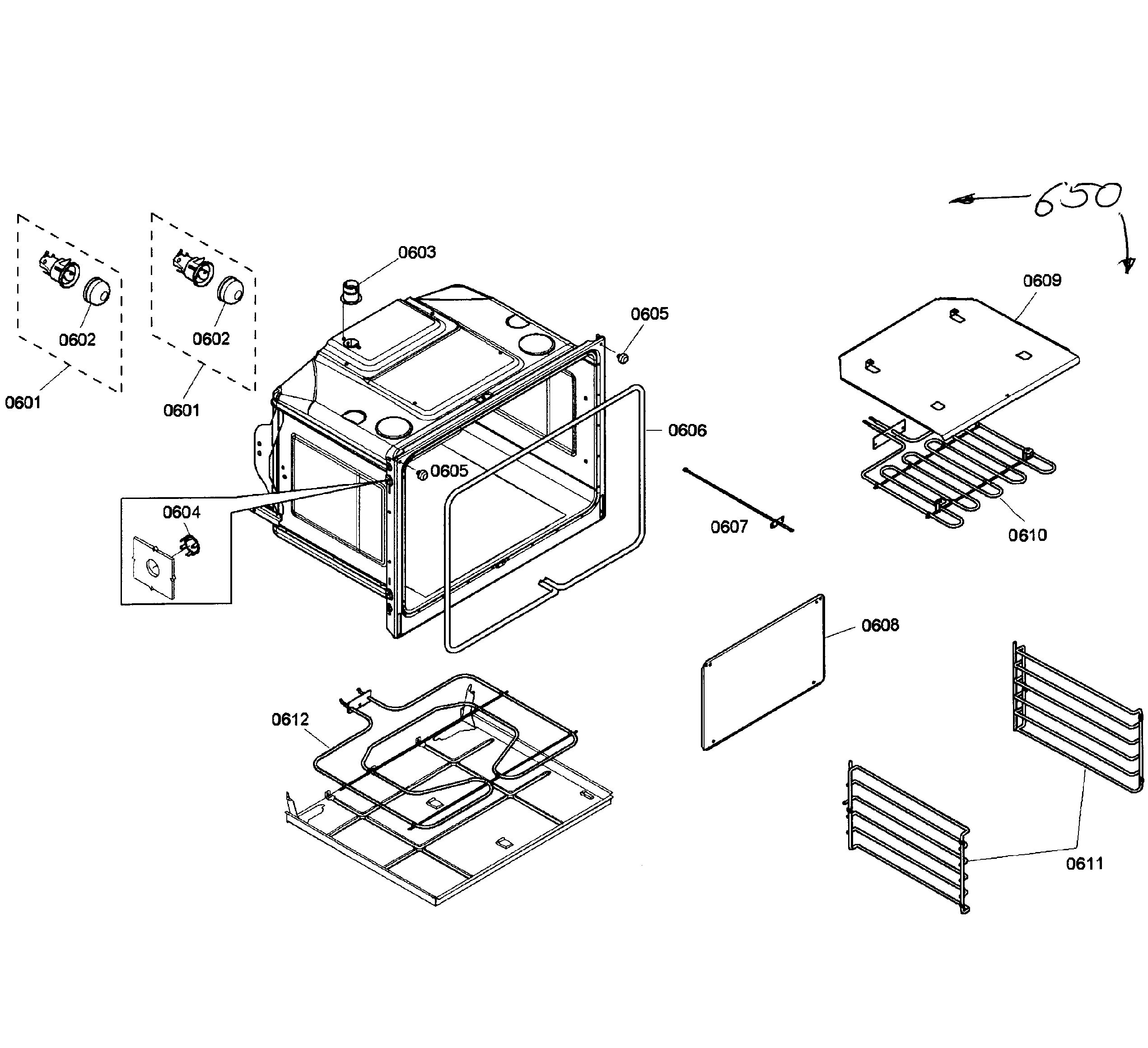 Bosch HBL5620UC/04 lower oven diagram