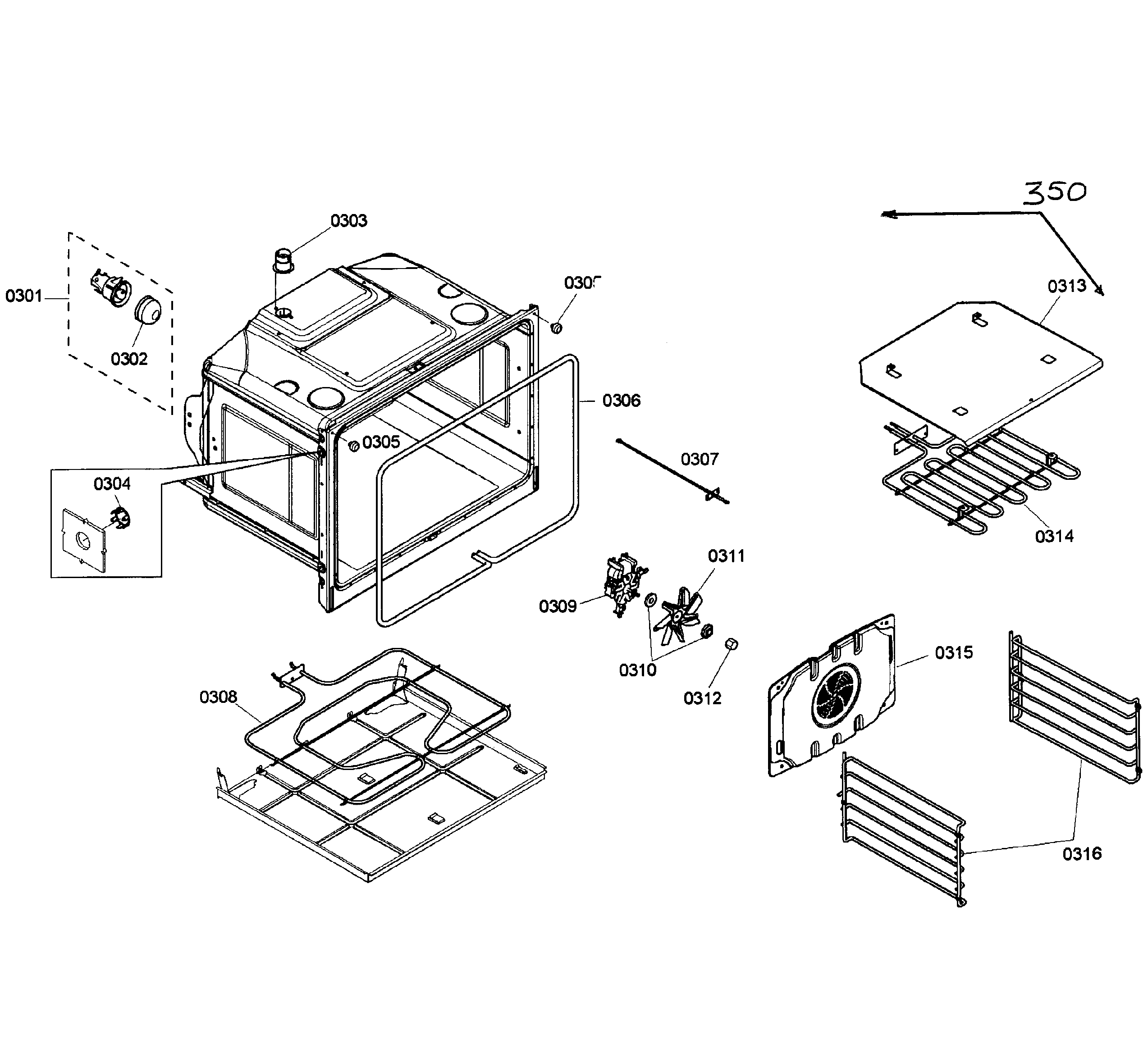Bosch HBL3450UC/02 oven assy diagram