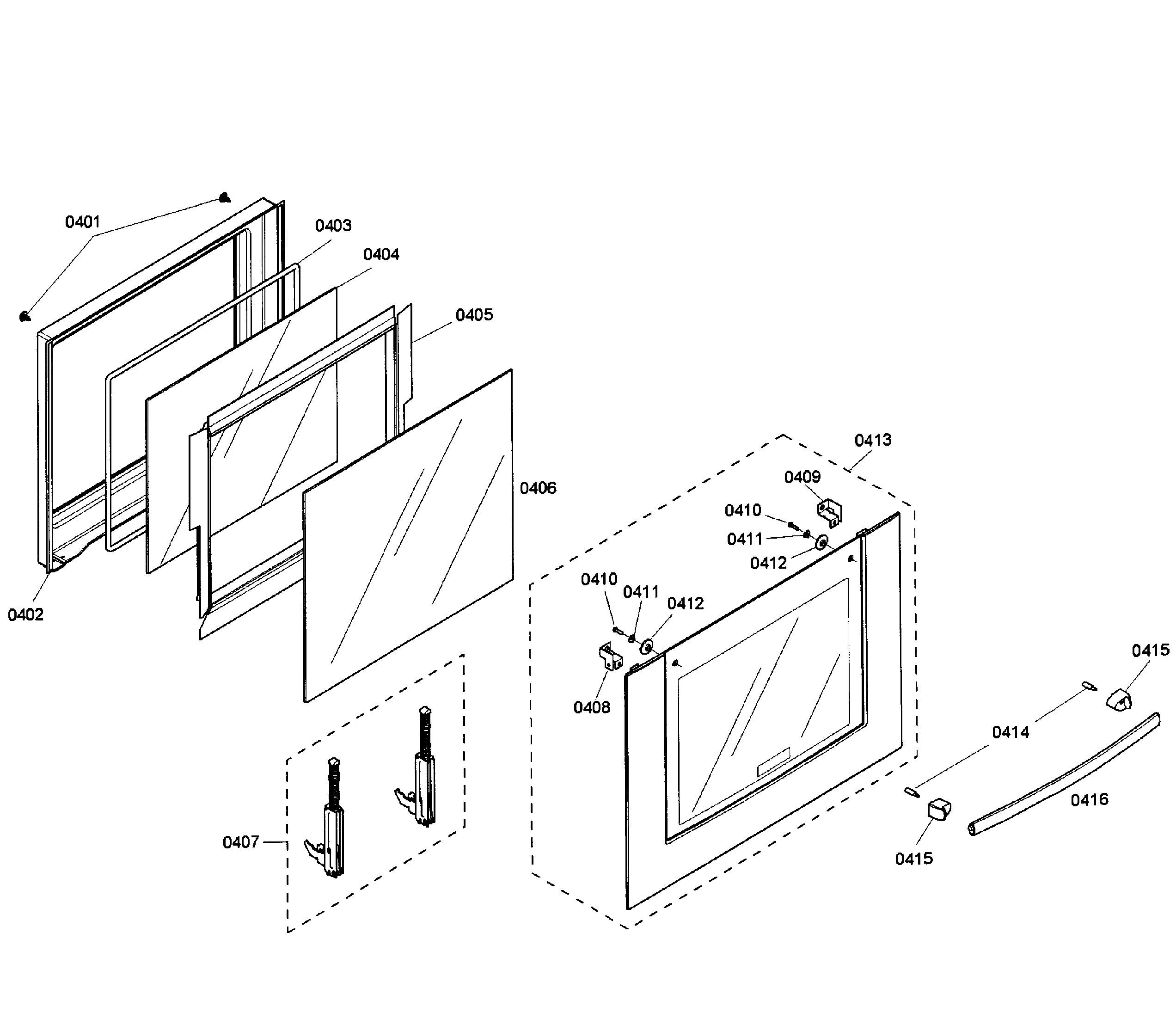 Bosch HBL3450UC/02 door assy diagram