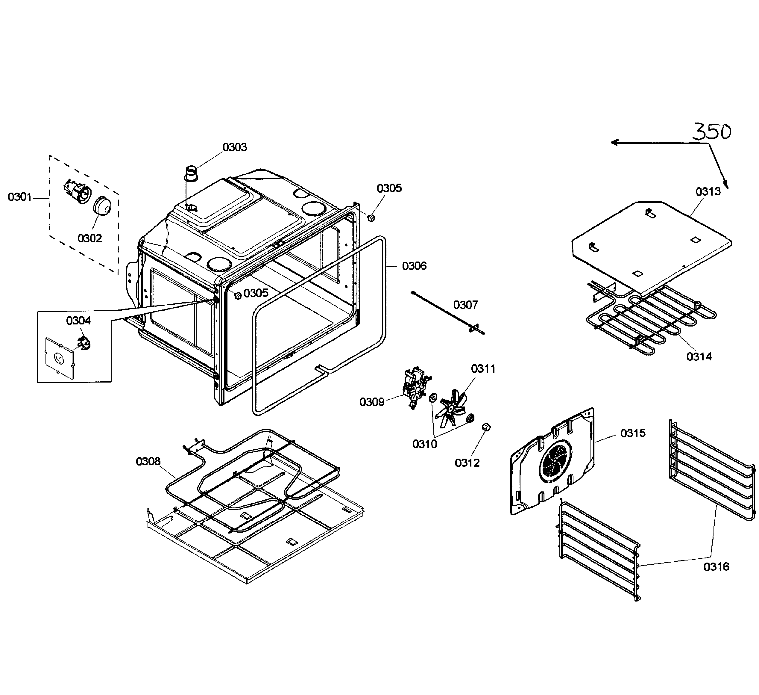 Bosch HBL3450UC/04 oven assy diagram