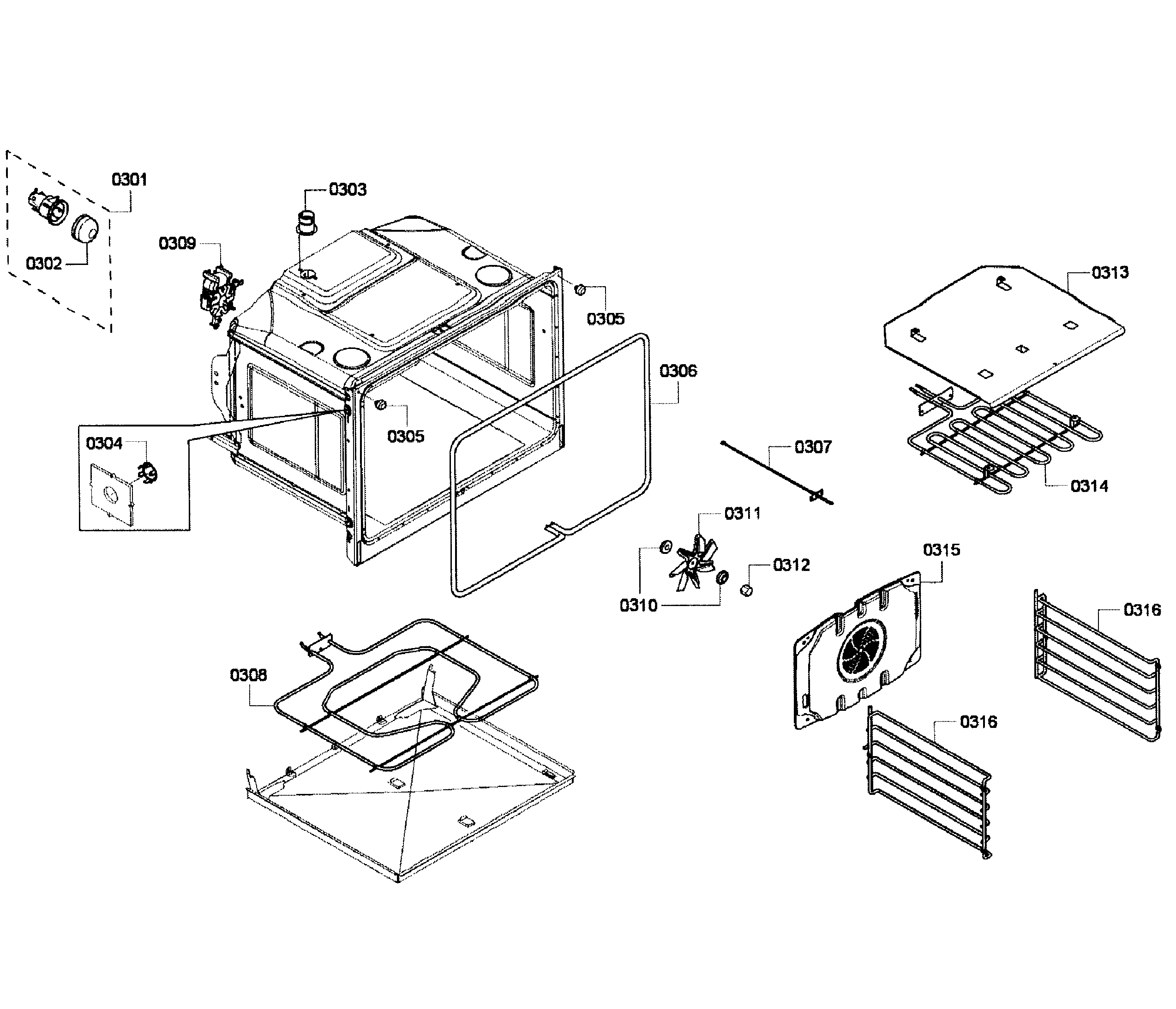 Bosch HBL3450UC/09 oven assy diagram