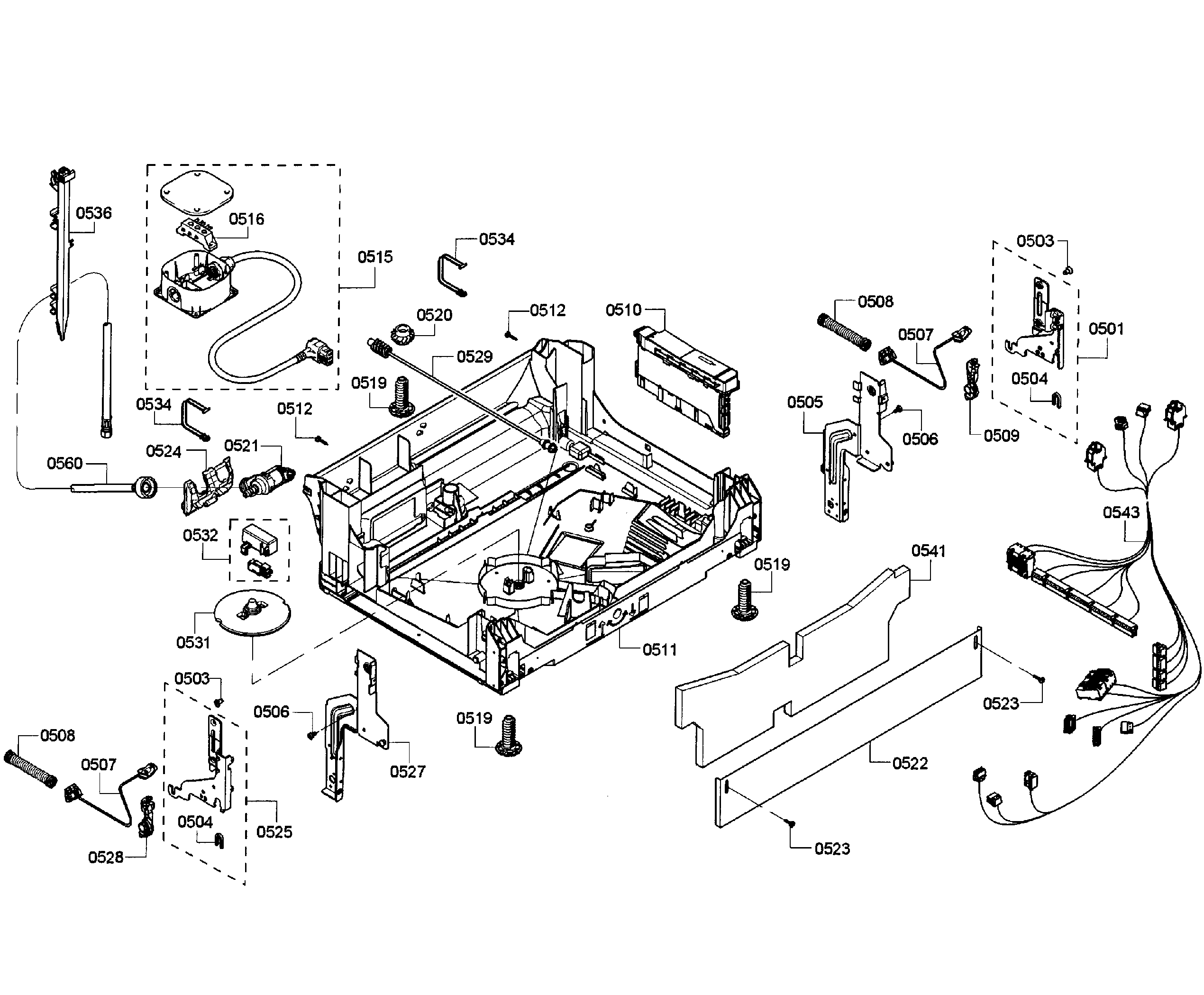 Bosch SHE53T55UC/01 base assy diagram