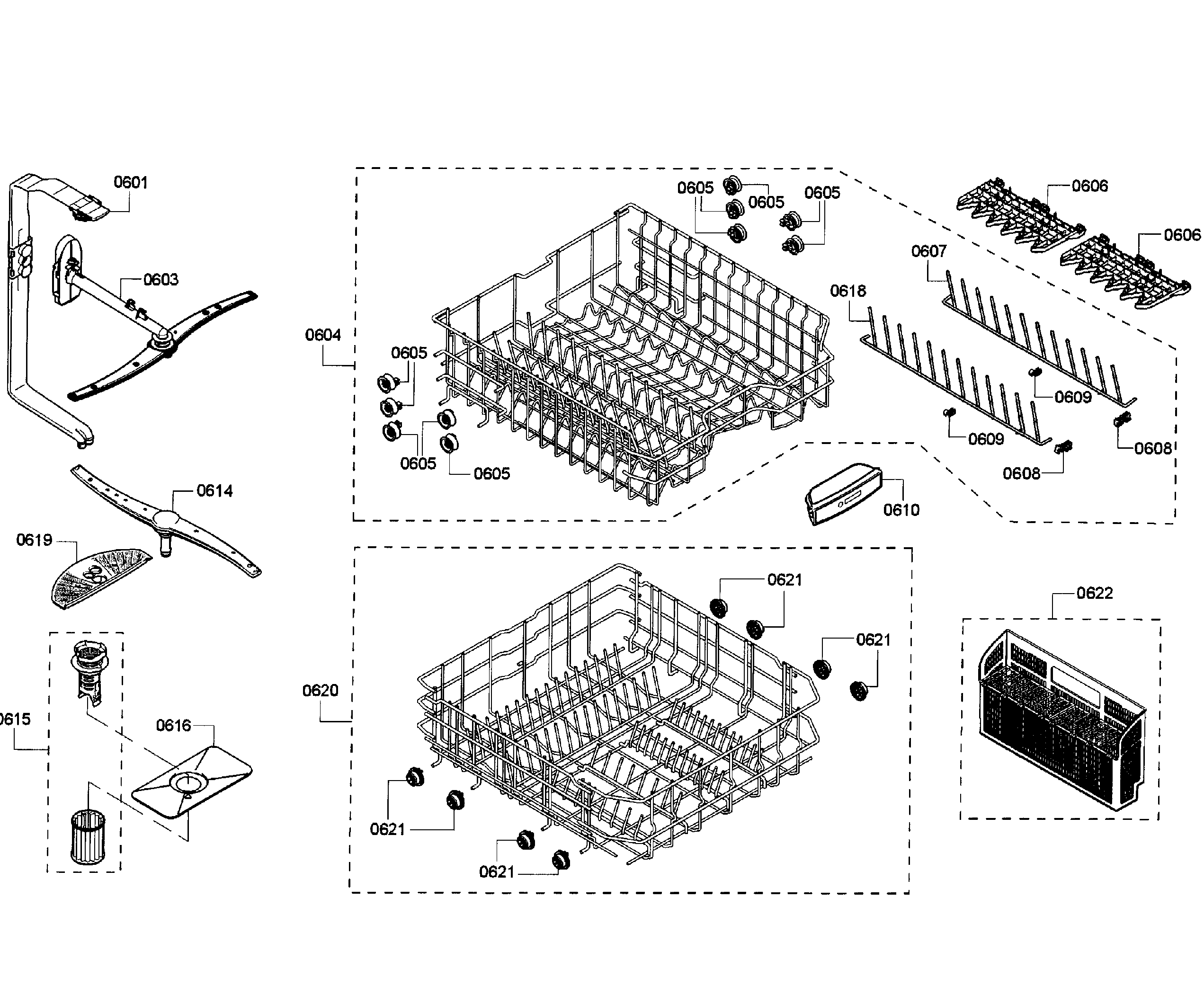 Bosch SHE53T55UC/01 baskets diagram