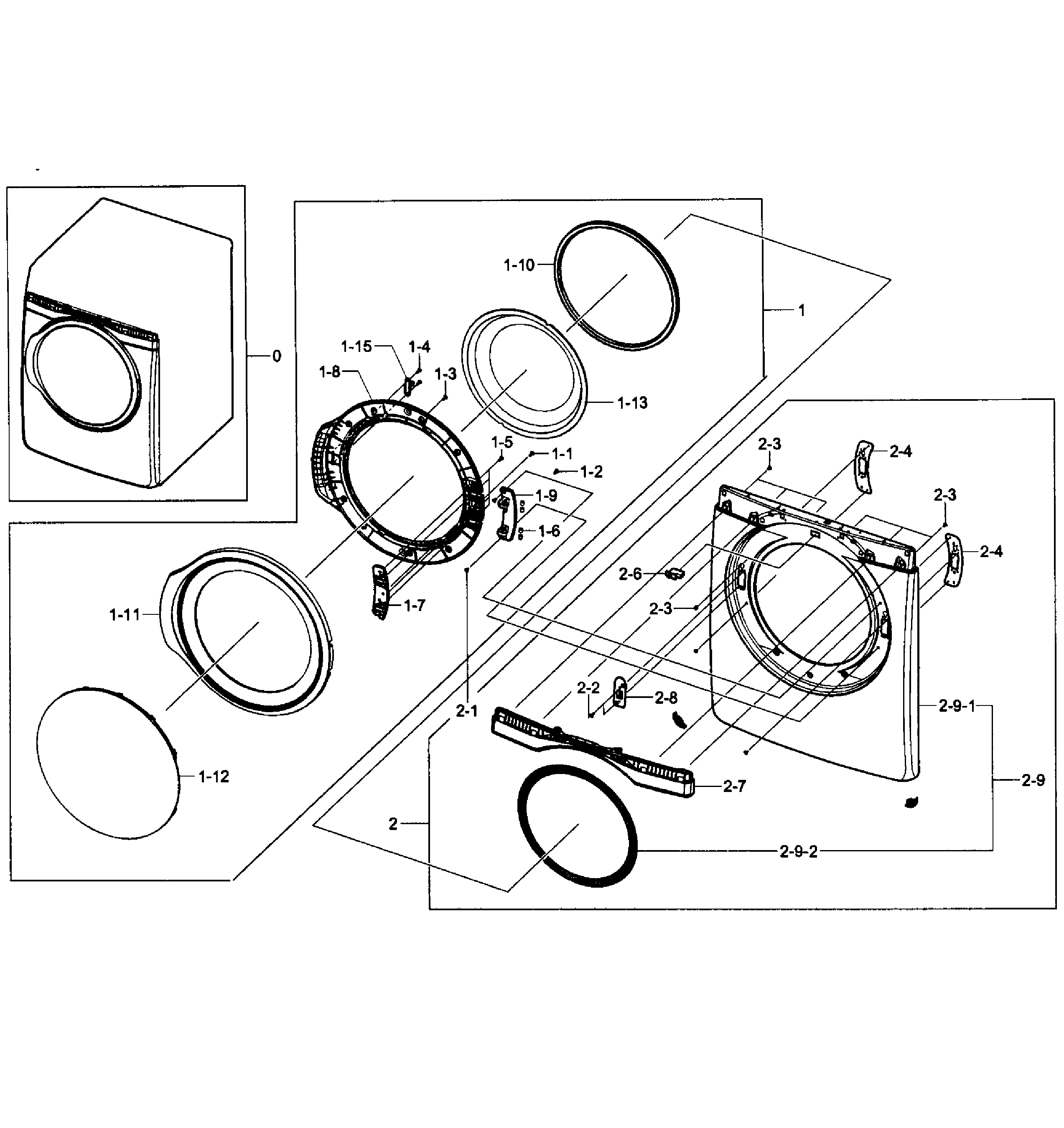 Samsung DV393GTPAWR/A1-02 front/door assy diagram