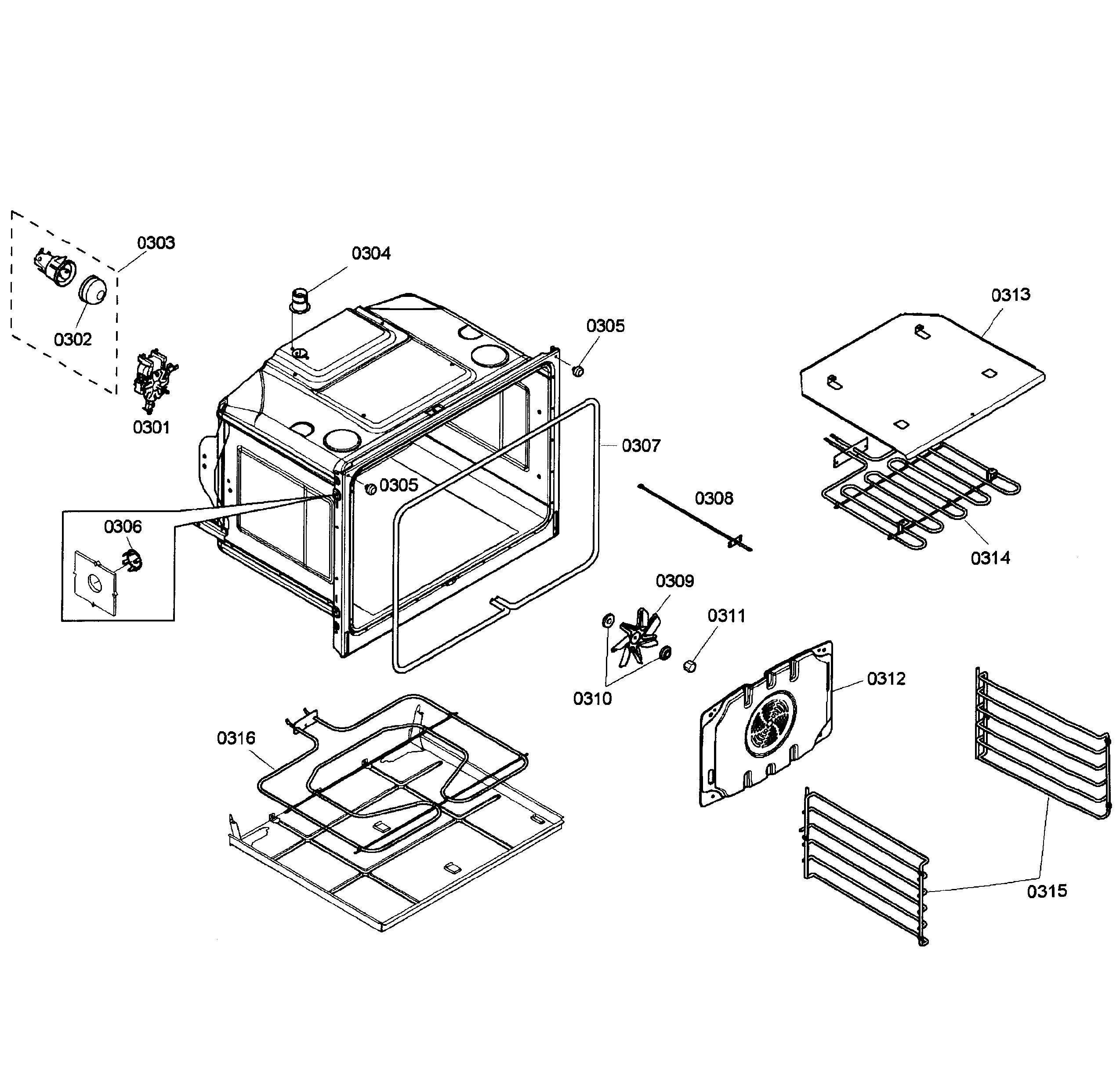 Bosch HBL3550UC/03 oven upper diagram