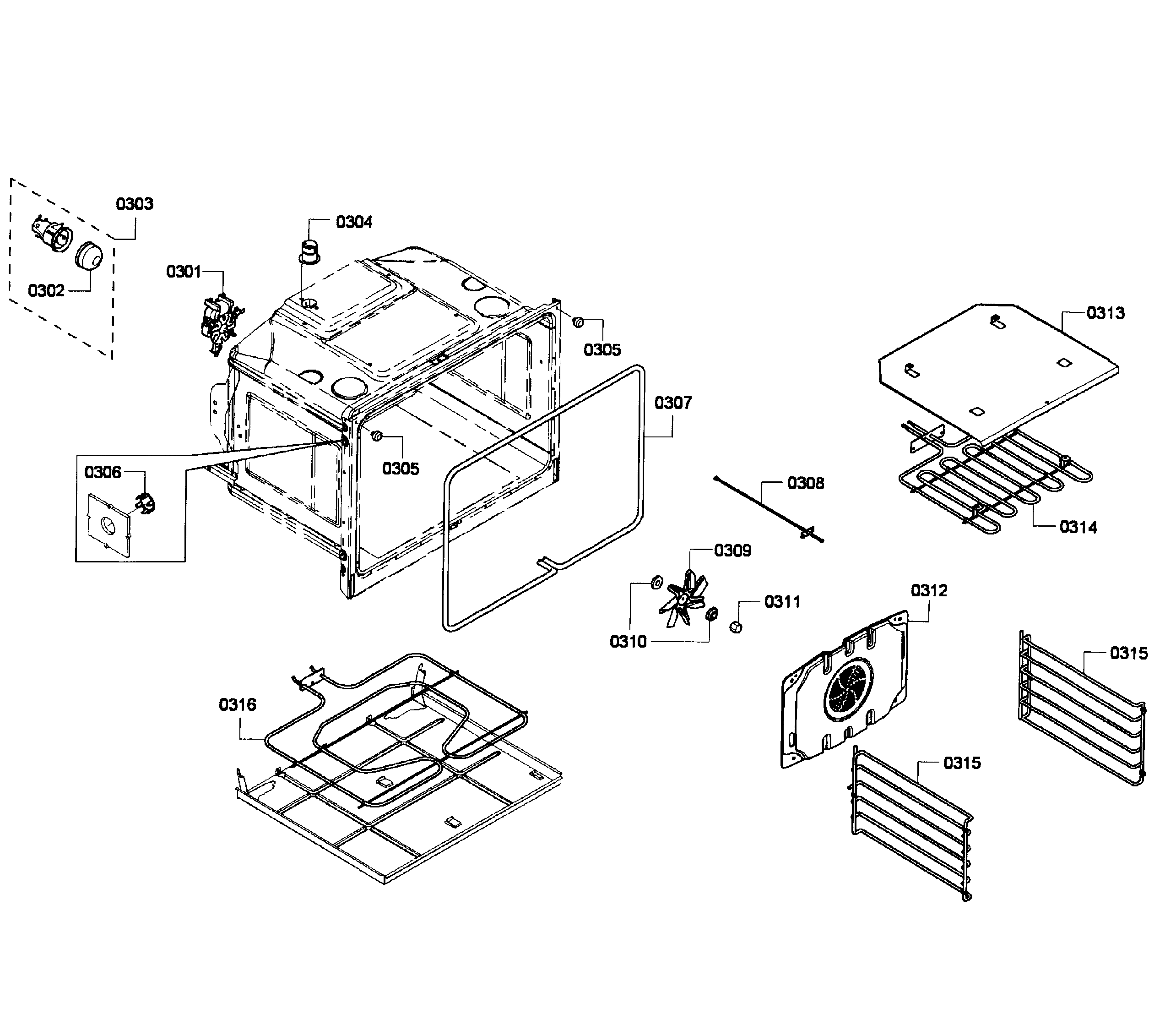 Bosch HBL3550UC/08 oven upper diagram