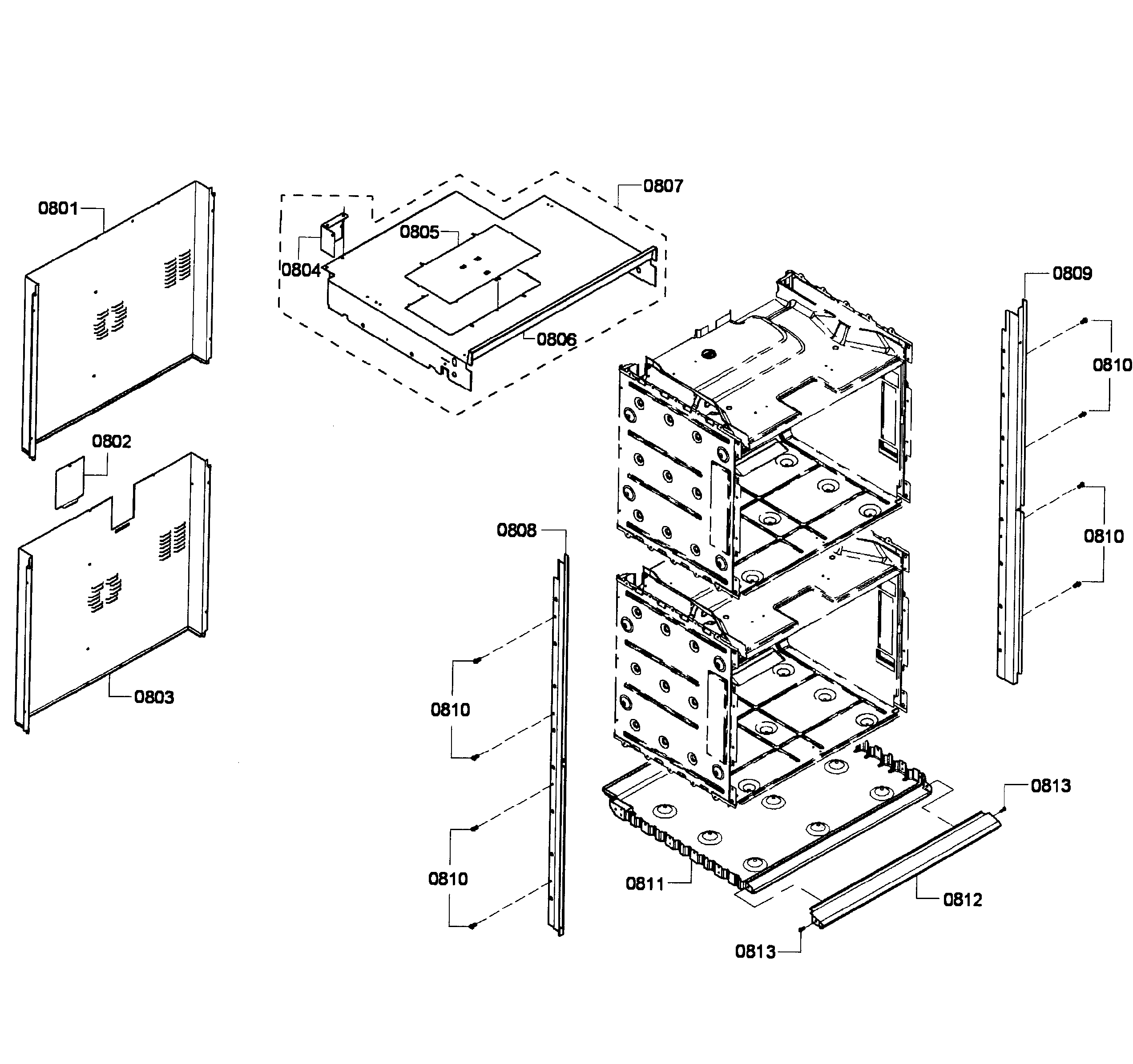 Bosch HBL3550UC/08 cabinet assy diagram