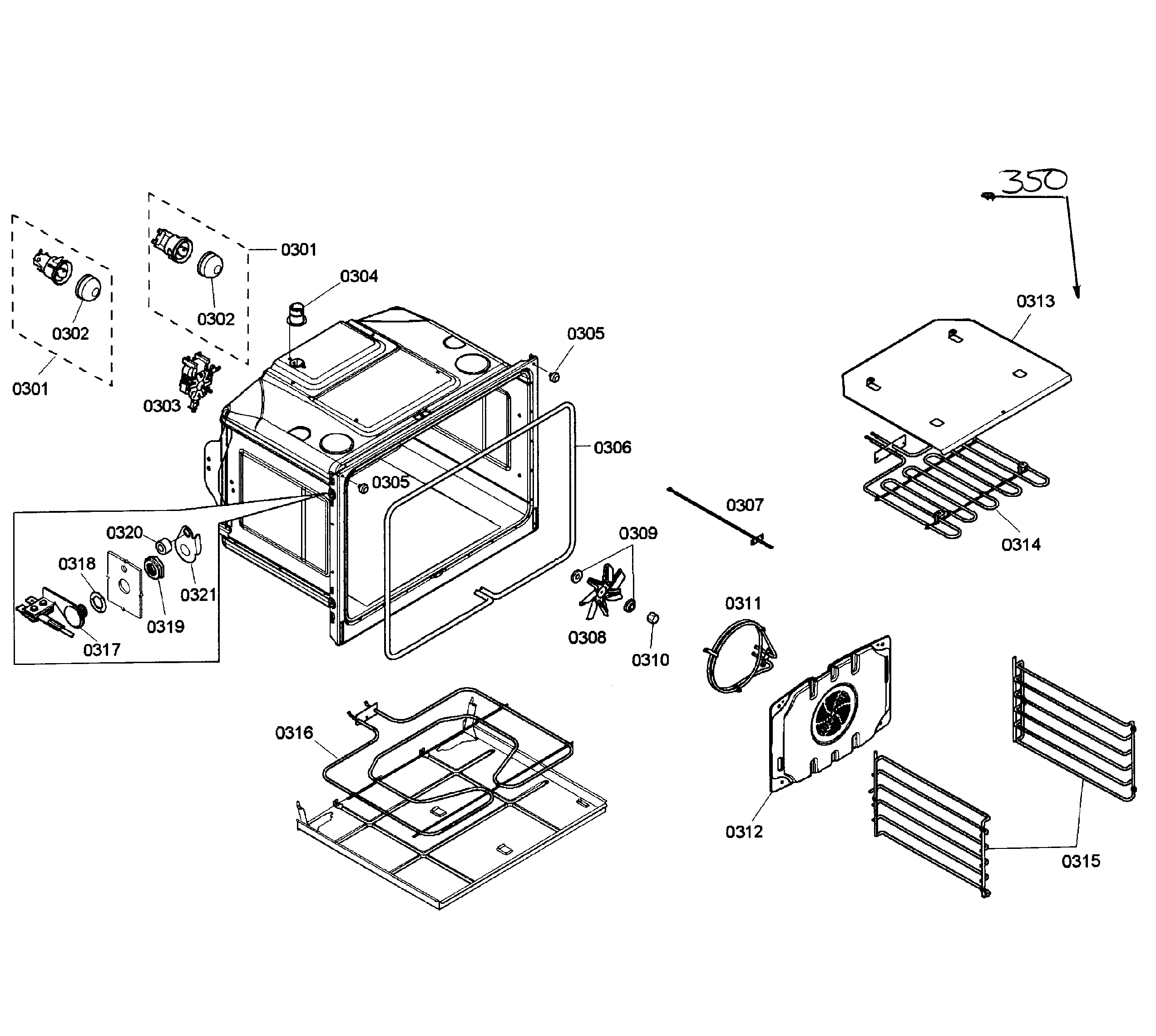 Bosch HBL5660UC/03 oven upper diagram