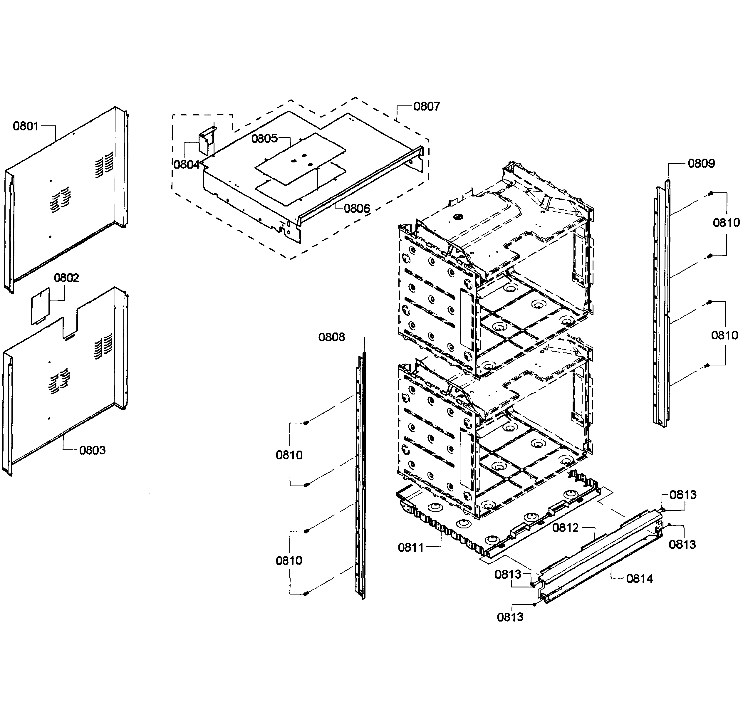 Bosch HBL5660UC/08 cabinet assy diagram
