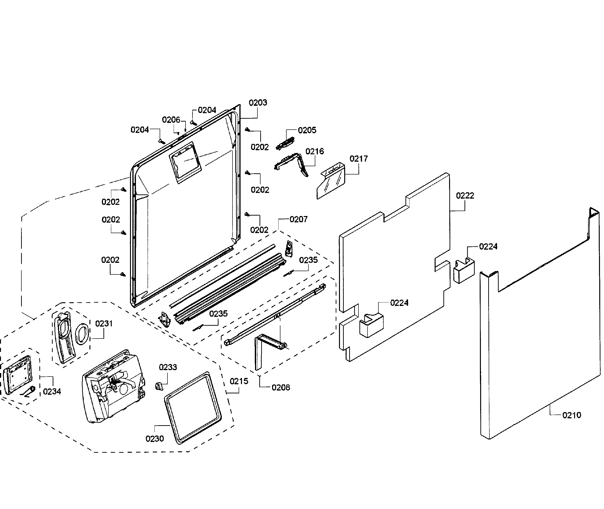 Bosch SHE68T52UC/01 door assy diagram
