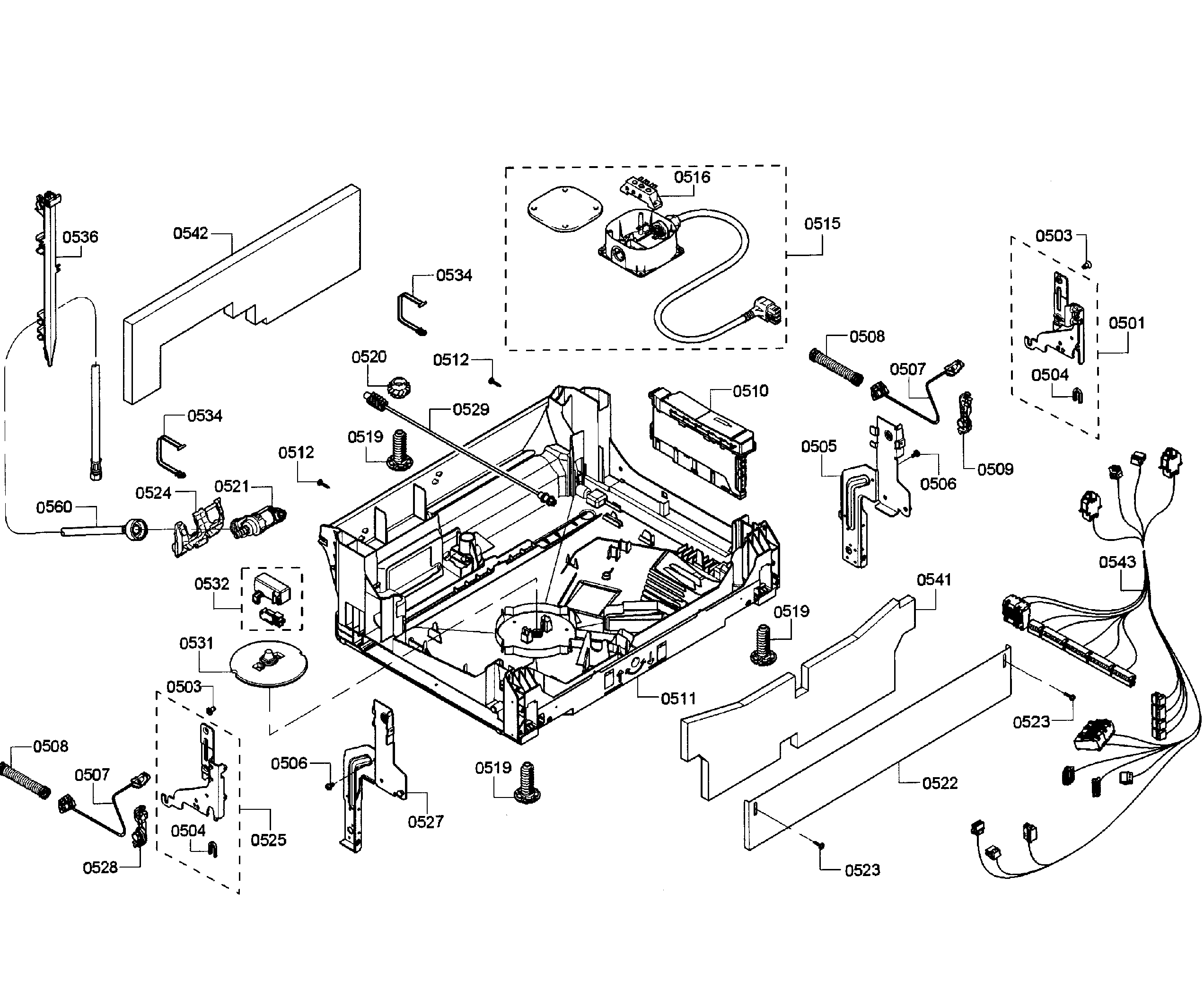 Bosch SHE68T52UC/01 base assy diagram