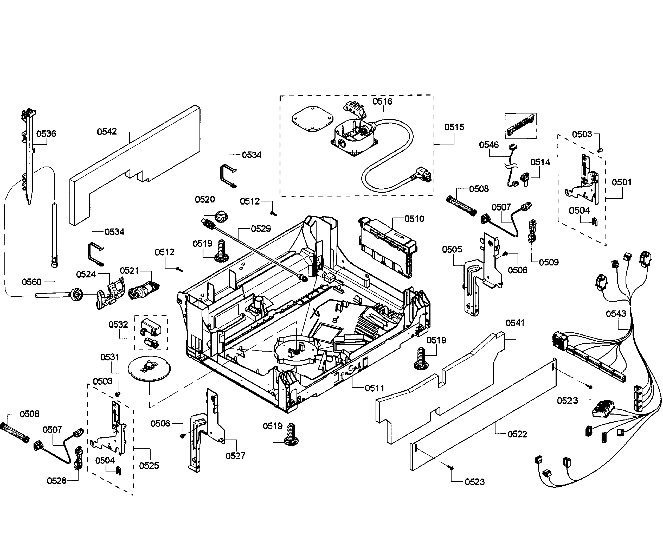 Bosch SHP65T55UC/01 base assy diagram