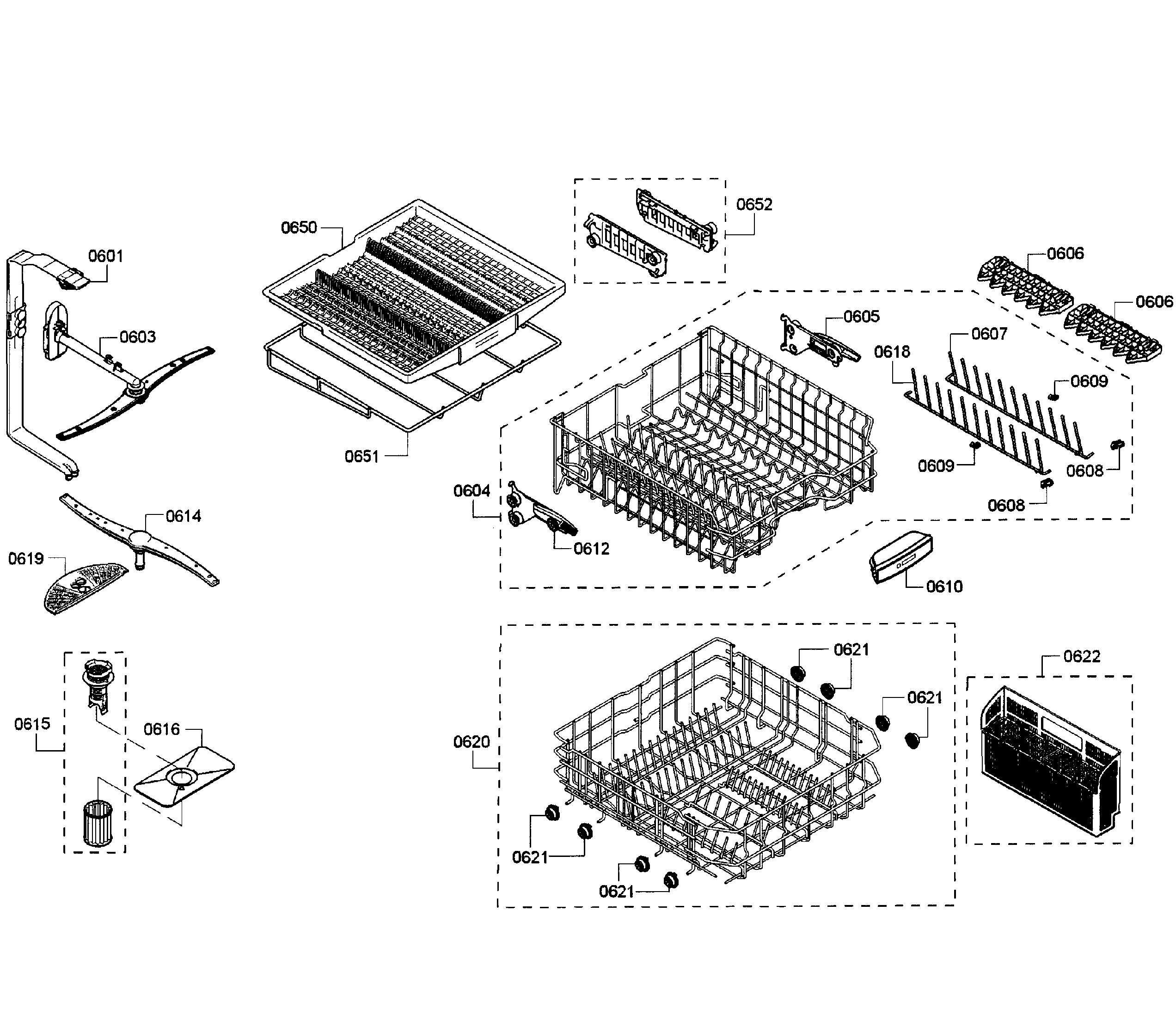 Bosch SHP65T55UC/01 baskets diagram