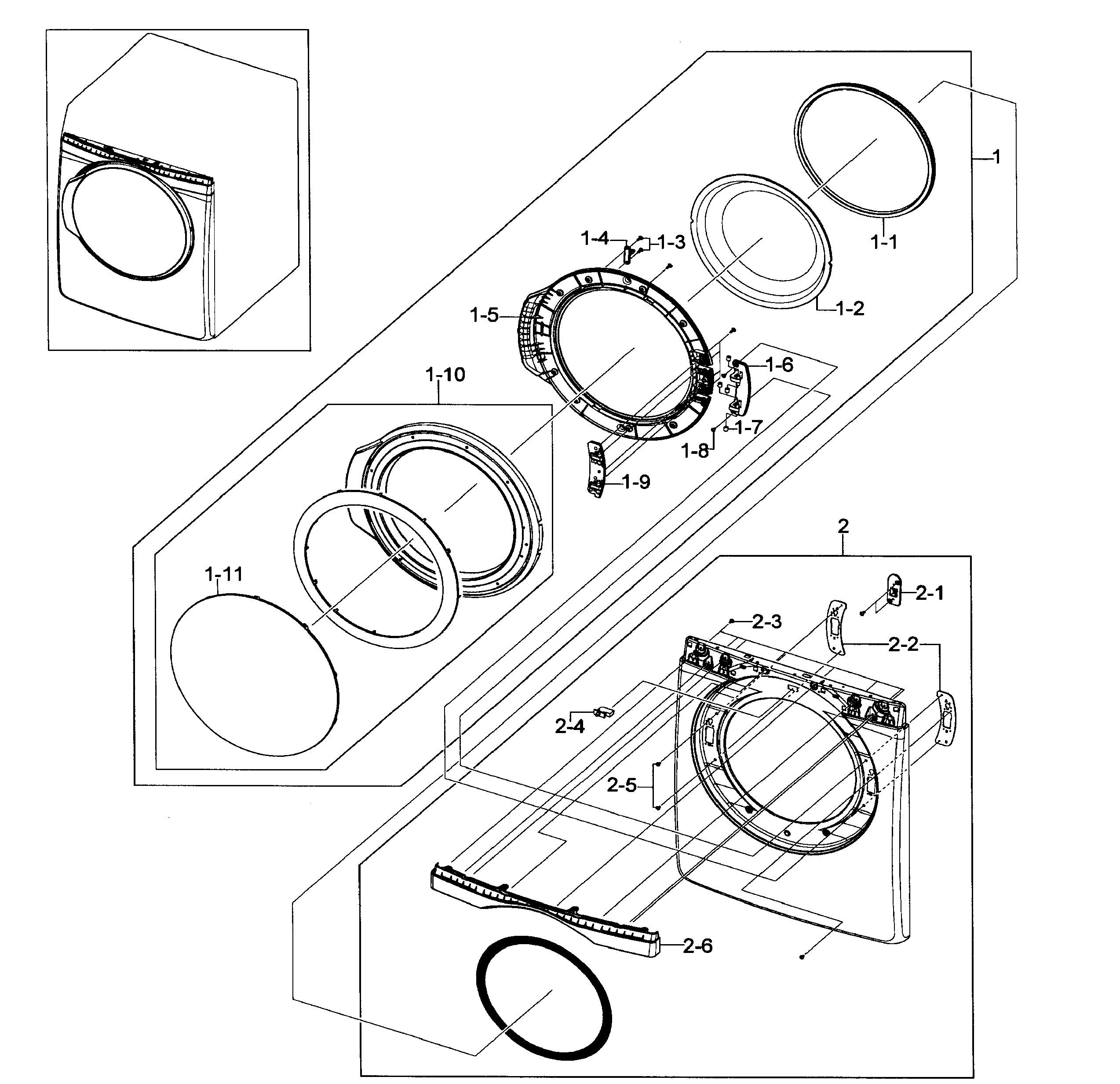 Samsung DV419AEU/XAA-01 front/door assy diagram